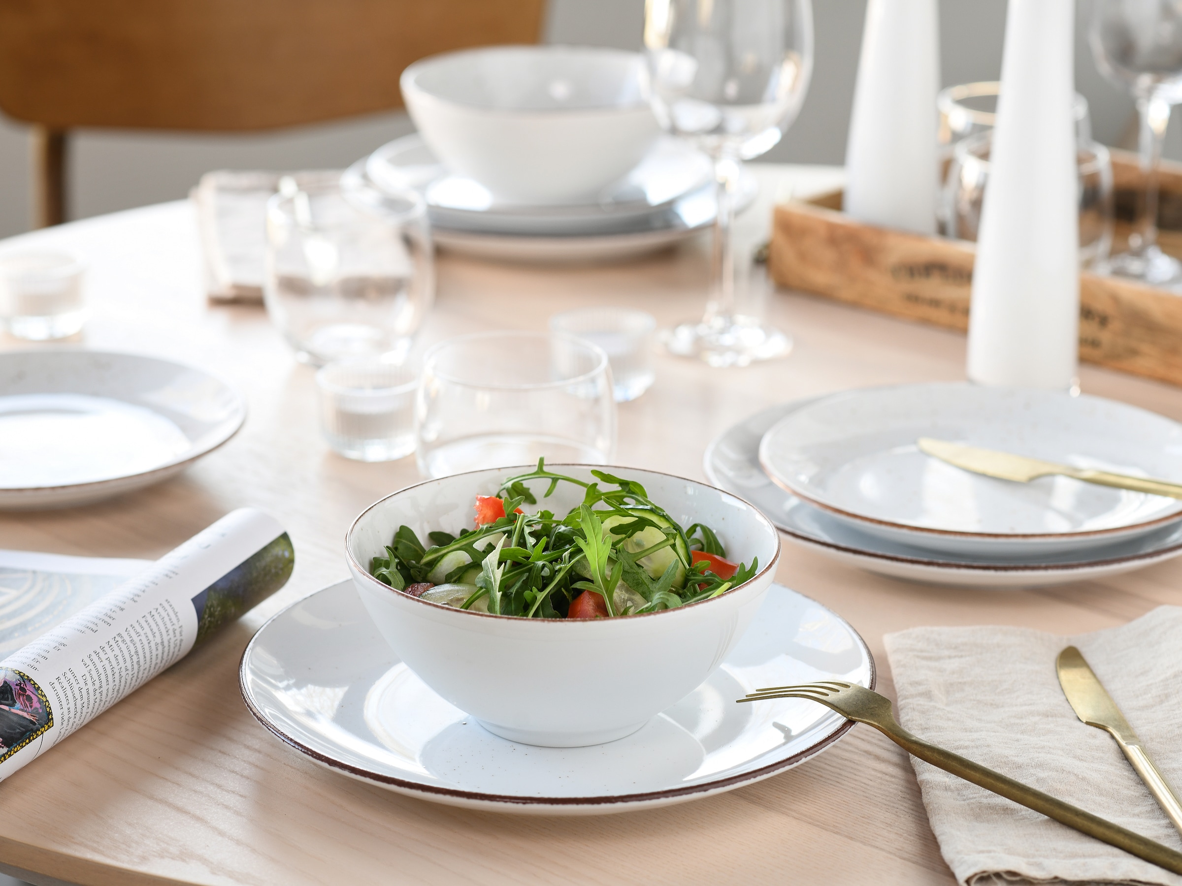 CreaTable Teller-Set »Vintage, Teller Set 12-tlg.« Naturverbundenes Design, Handgemalt