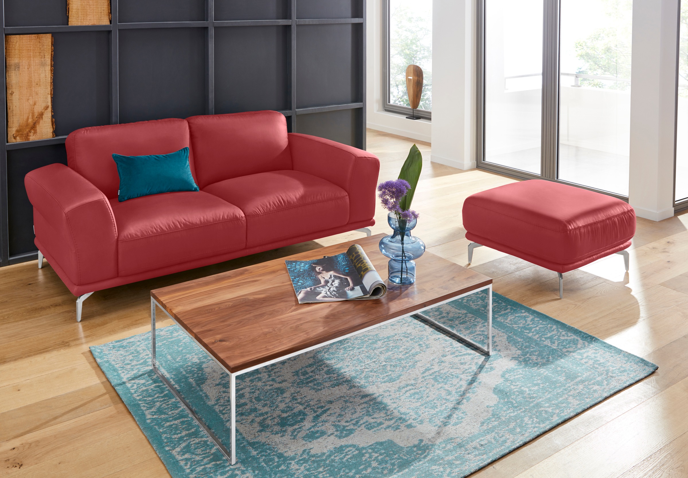W.SCHILLIG Hocker »montanaa«, mit Metallfüßen in Chrom glänzend, Breite 71 cm