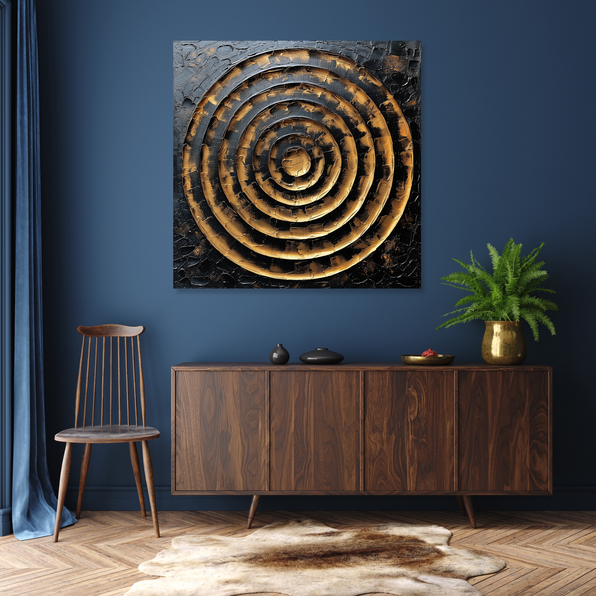 queence Leinwandbild »Goldfarbendes Gemälde« Abstrakt | Abstrakte | Formen | Gemälde | Kunst 1 Stk. tlg. Premium-Leinwandstoff, Handarbeit aus Deutschland