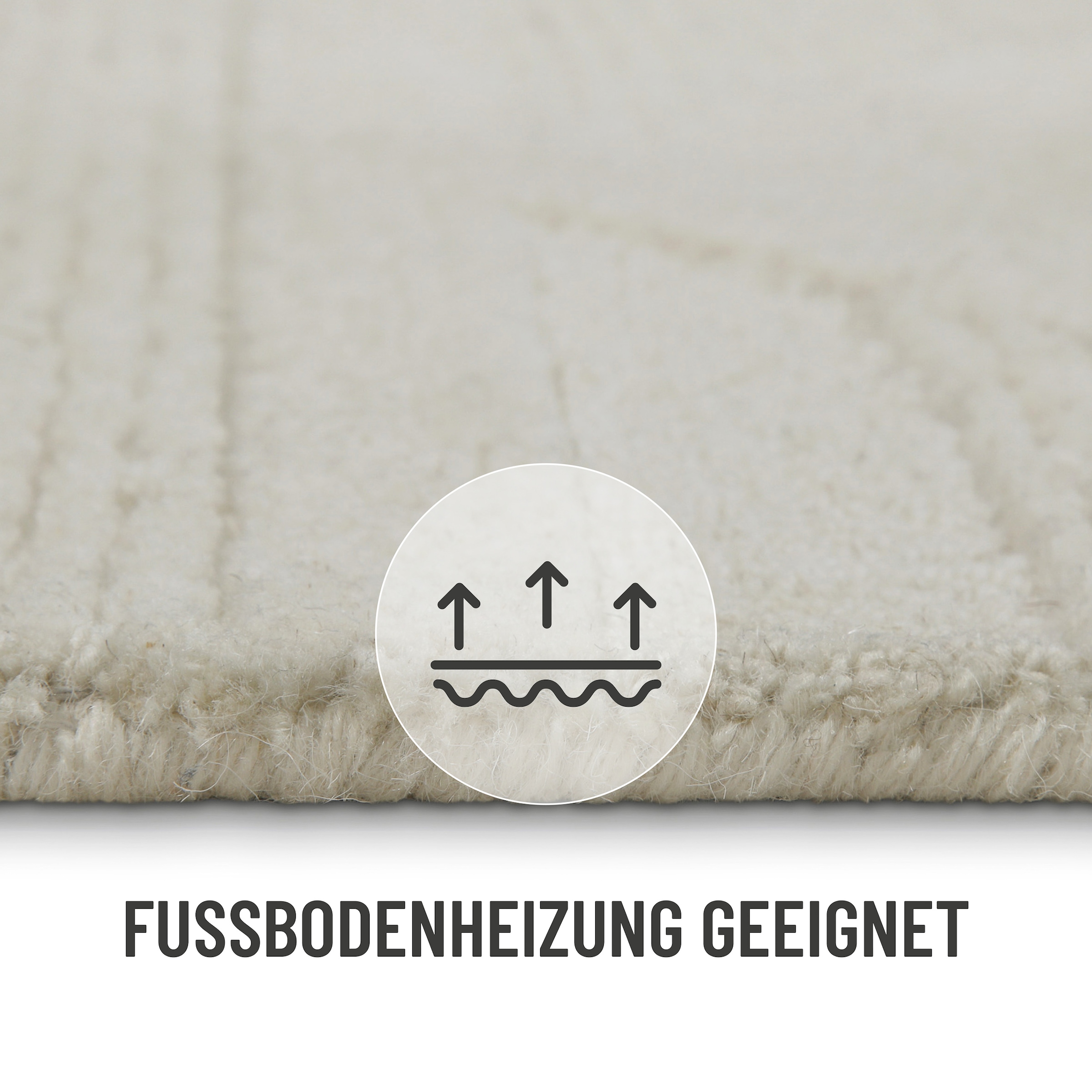 Wecon home Wollteppich »Hamptons FIVETEEN«, rund, 15 mm Höhe, Schurwolle, Kurzflor, Wohn- & Schlafzimmer, elegant, Hoch-Tief-Effekt