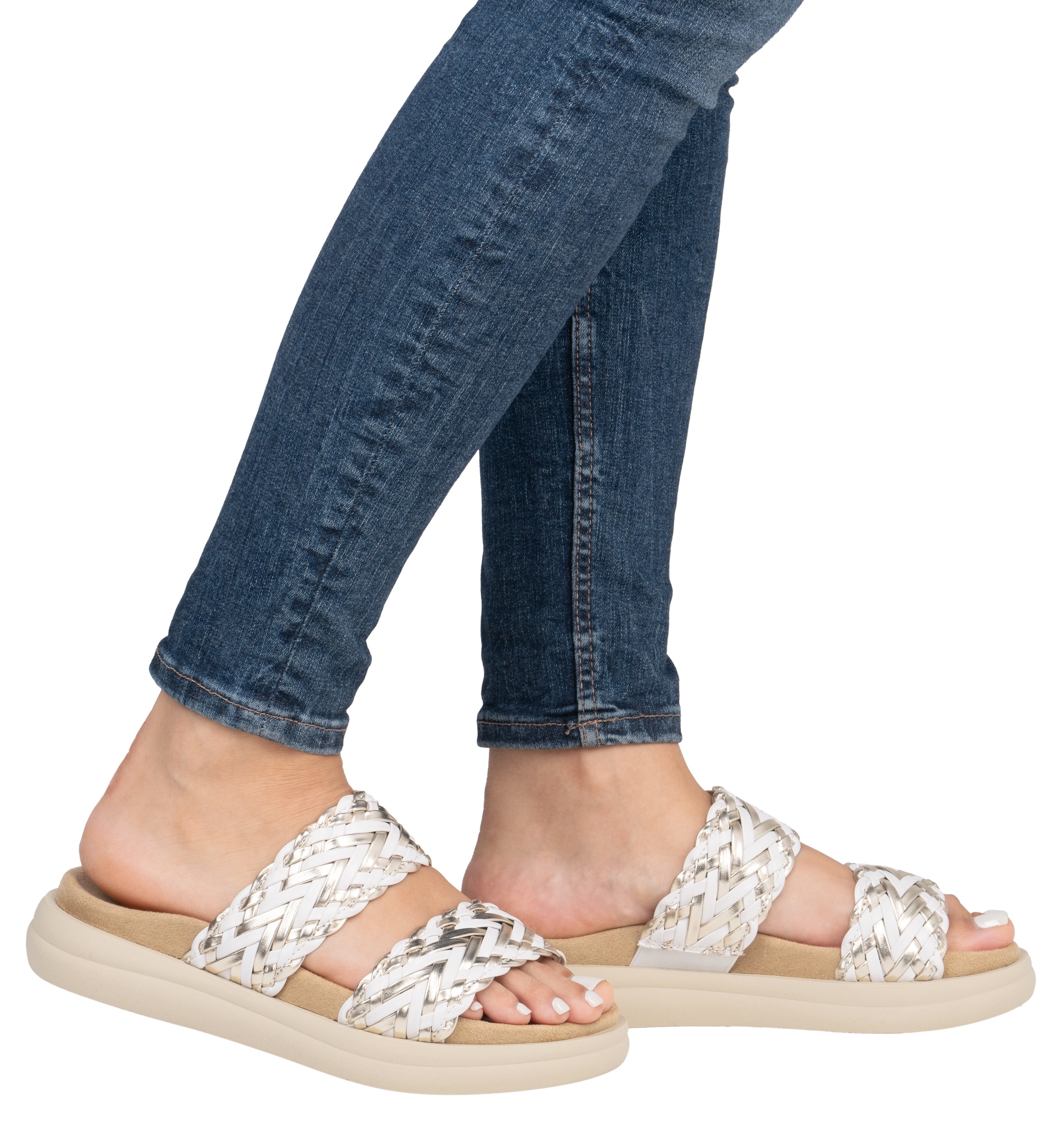 Remonte Pantolette, Plateau, Bequemschuh, Sommerschuh mit Riemchen in Flechtoptik