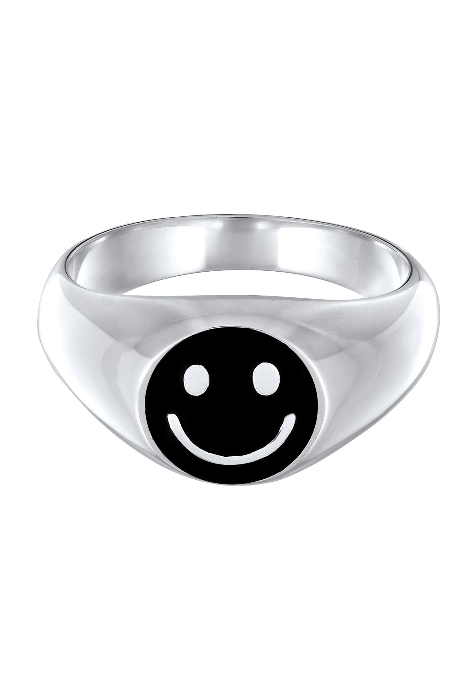Kuzzoi Siegelring »Ring Herren Siegelring Smiling Emaille 925 Silber«