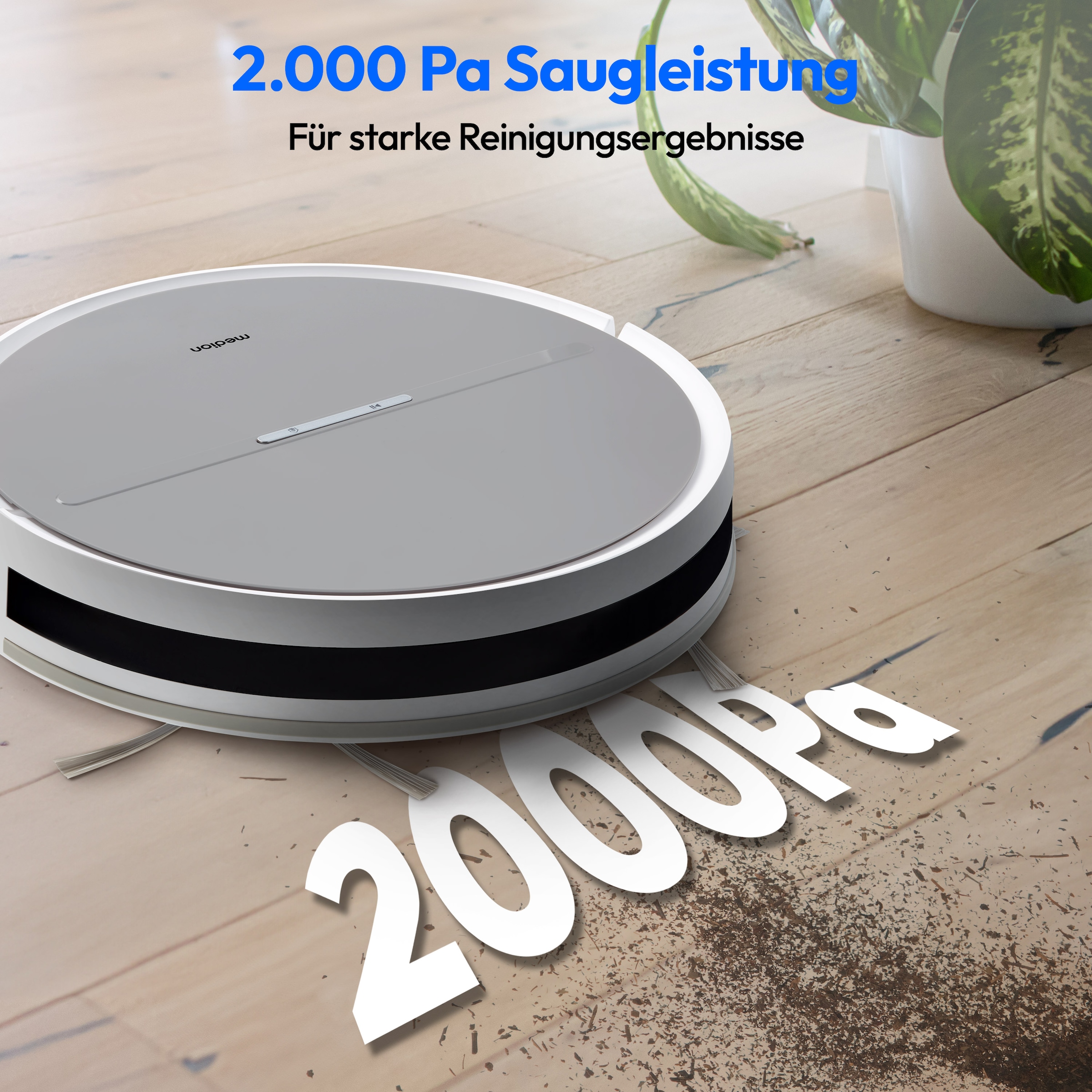 Medion® Saugroboter »E35 (MD 11157), intelligente S-Linien Navigation, 2 kPa Saugleistung«, Steuerung per Fernbedienung, 120 min Laufzeit, Ladestation