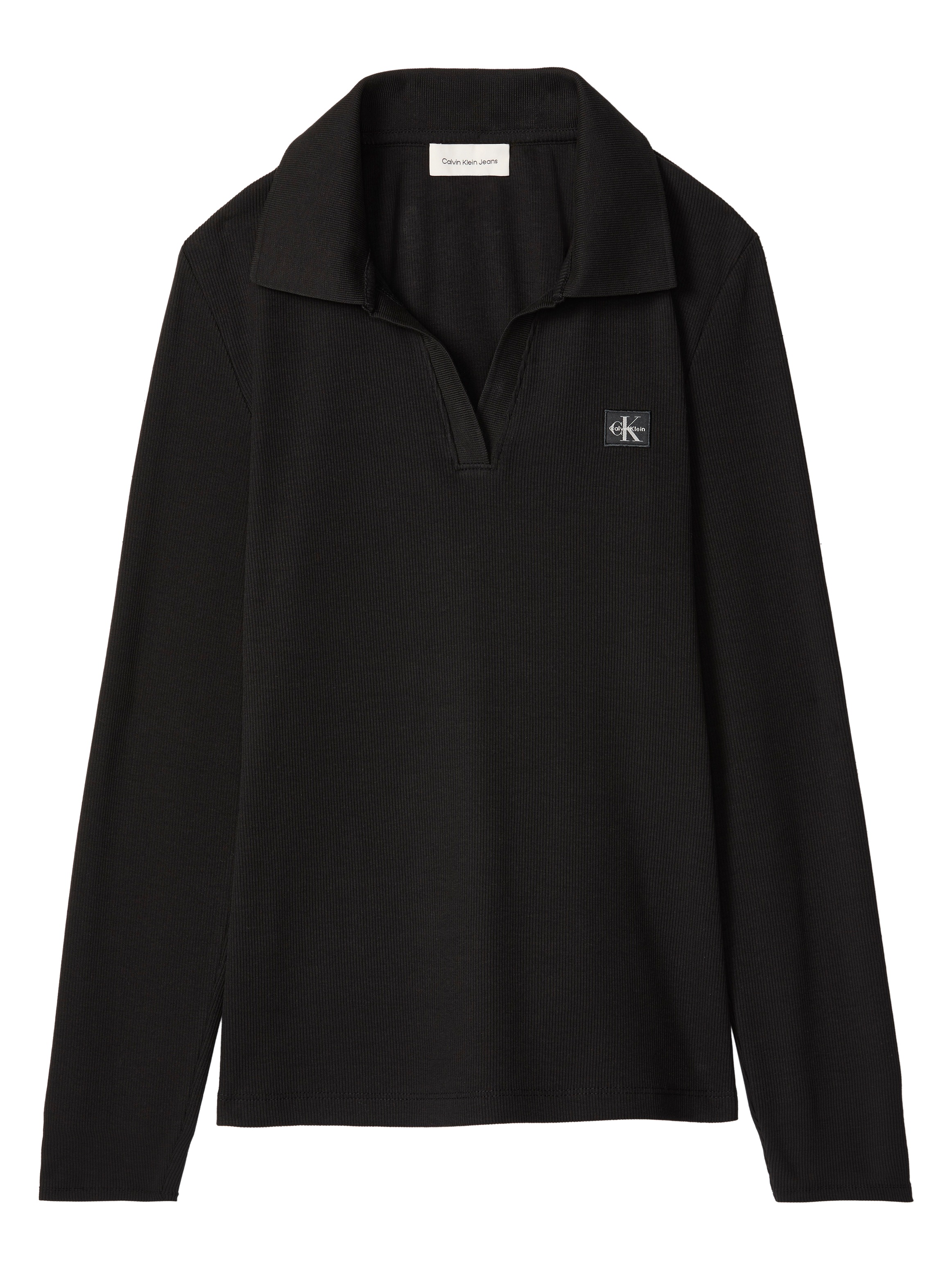 Calvin Klein Jeans Langarmbluse Figurbetonte Passform mit V-Ausschnitt