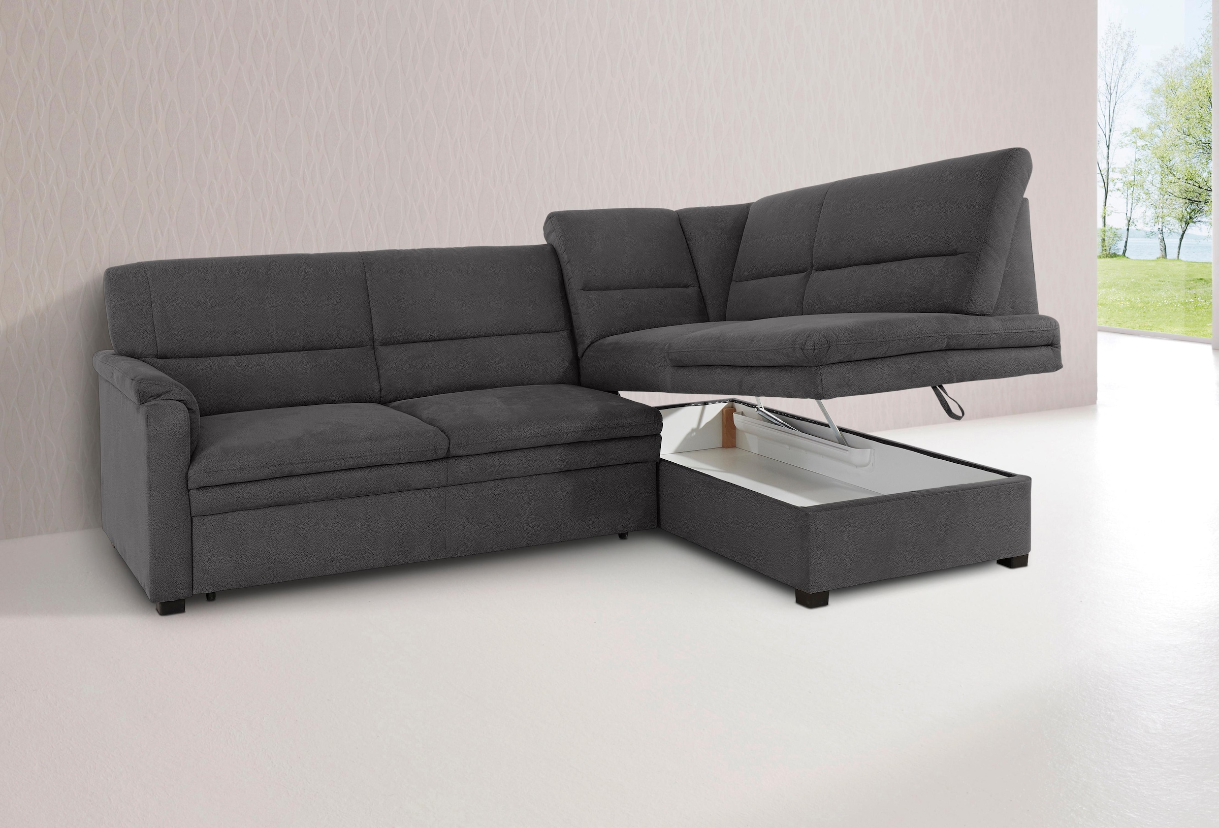 sit&more Ecksofa »Pisa L-Form«, mit Federkern, wahlweise mit Bettfunktion