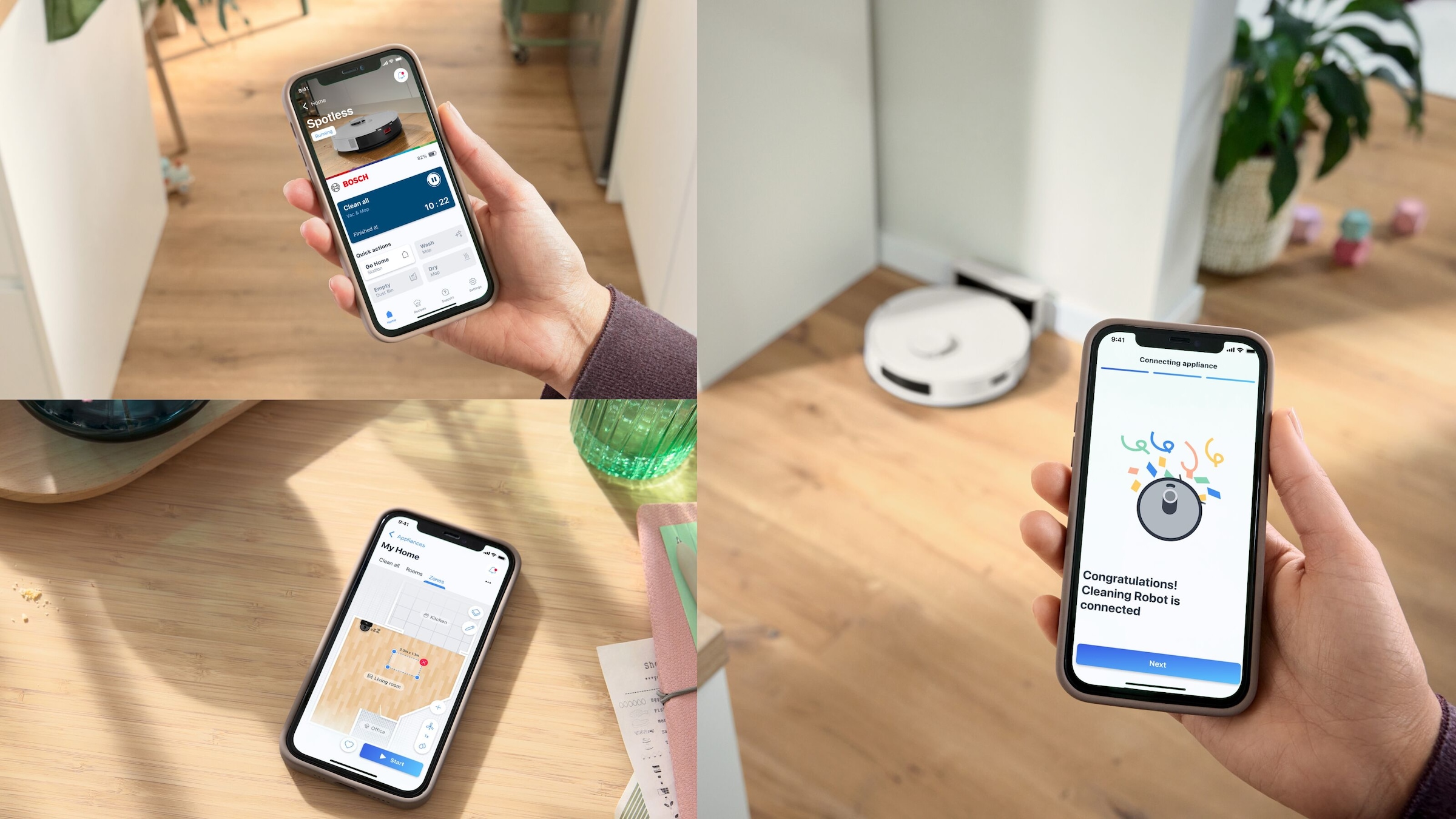 BOSCH Saugroboter »Spotless BCRC1W, Saugroboter mit Wischfunktion, 11.000 Pa Saugkraft«, Ladestation, einfache Navigation mit Infrarot-Licht, Carbon Bürste
