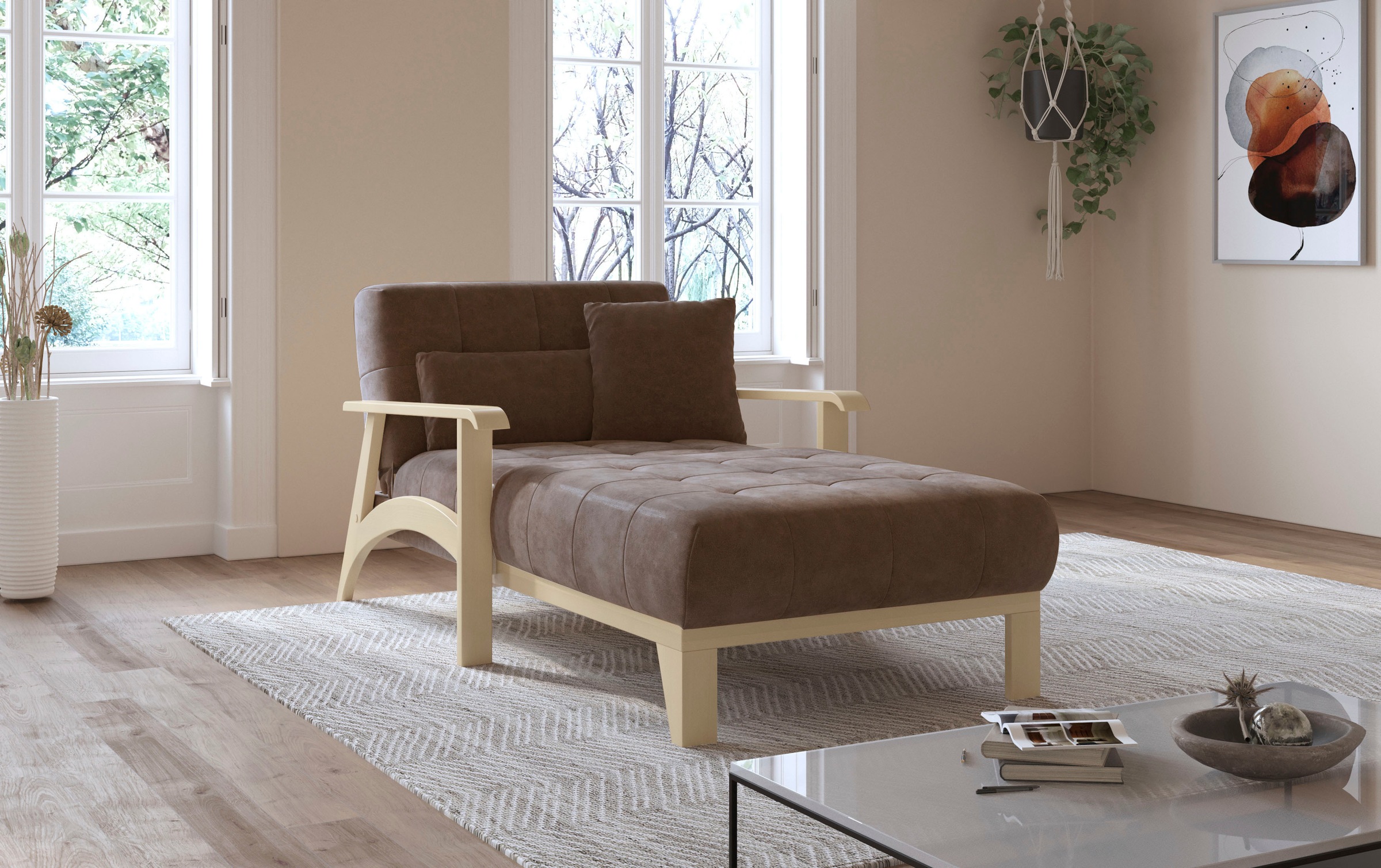 sit&more Recamiere »Billund«, Armlehnen aus Buchenholz in natur, verschiedene Bezüge und Farben