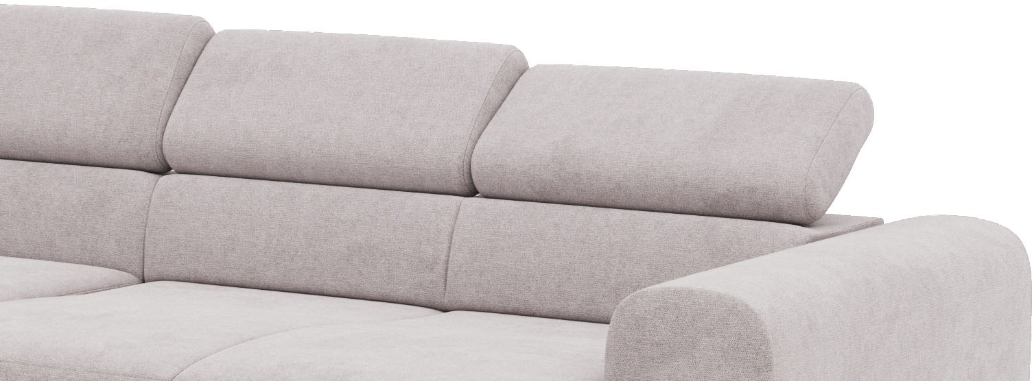 Places of Style Ecksofa »Carlo L-Form«, mit Kopfteilverstellung & Holz-Rahmenoptik, wahlweise Relaxfunktion
