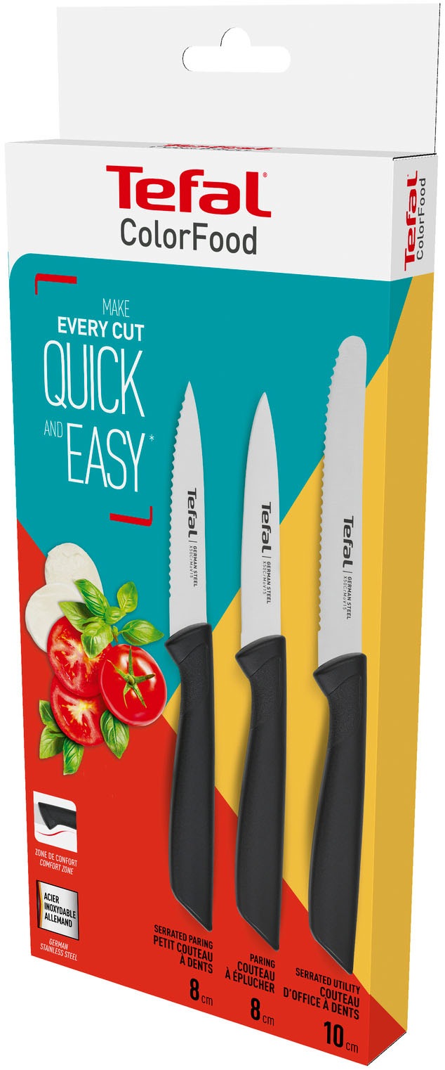 Tefal Messer-Set »Colorfood für alle täglichen Vorbereitungen« deutscher Edelstahl, rostfrei, leicht strukturierte Griffe, K2733S