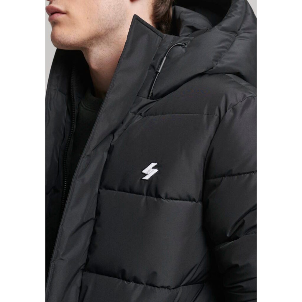 Superdry Steppjacke »HOODED LONGLINE SPORTS PUFFER«, mit Kapuze