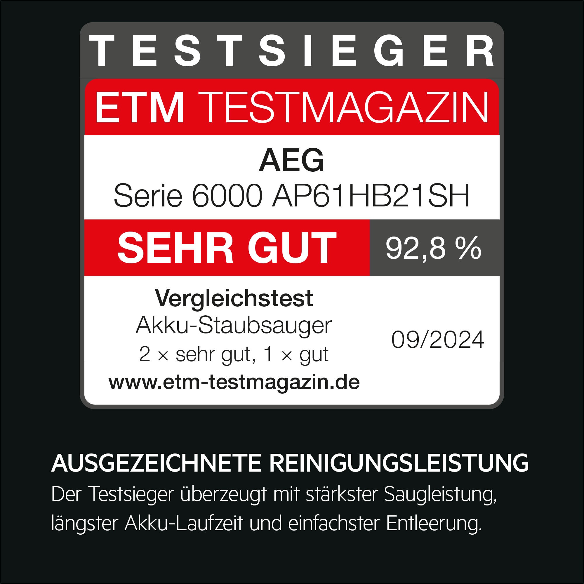 AEG Akku-Hand-und Stielstaubsauger »6000 AKKU-STAUBSAUGER (AP61HB21SH)«, sehr leicht 2,5 kg, 53 % Recyclingmaterial, bis zu 50 Min. Laufzeit