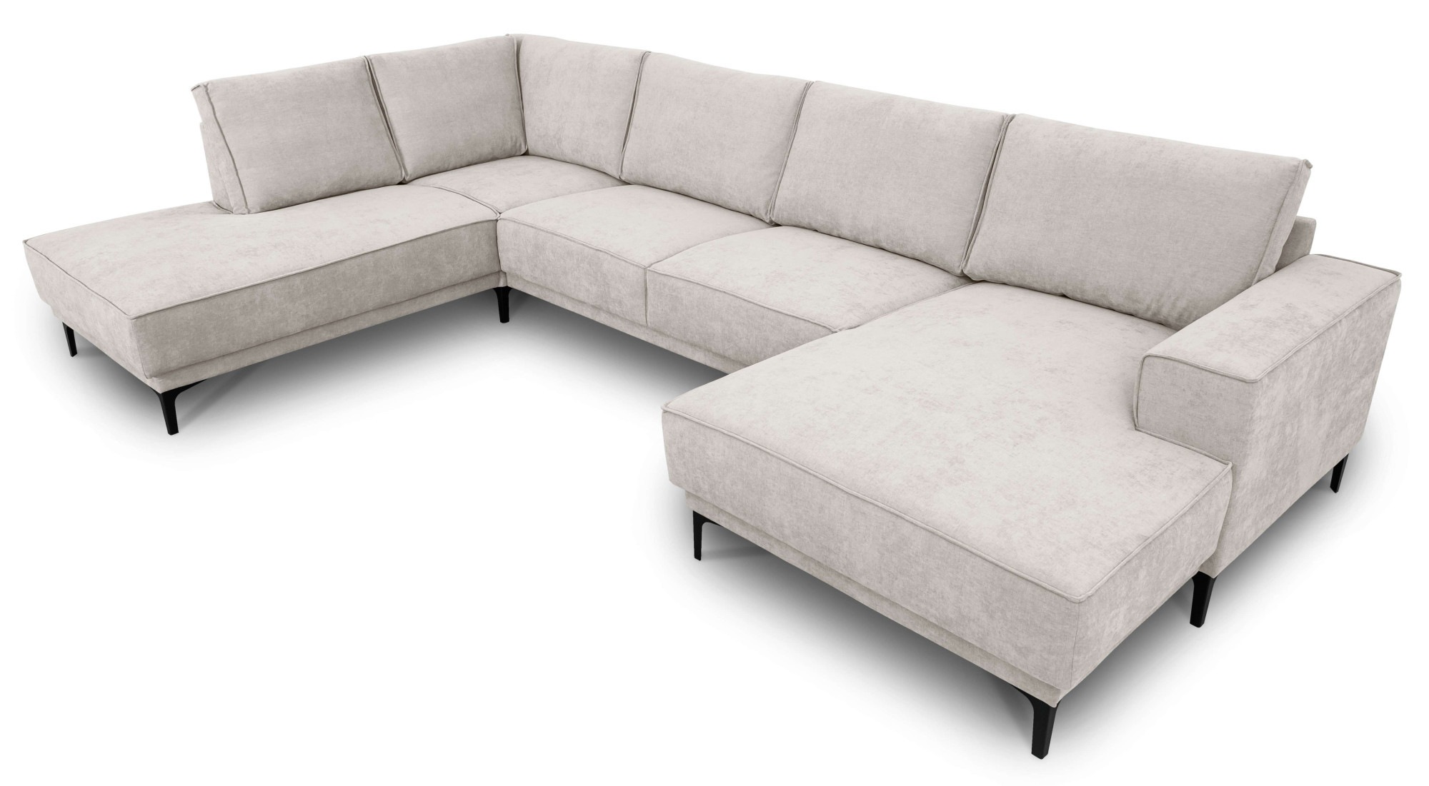 Places of Style Wohnlandschaft »XXL Sofa Oland, Struktur, Flachgewebe, Luxus-Microfaser, Boucle«, U-Form, 345 cm, Wellenunterfederung, Skandi-Design, Metallfüße