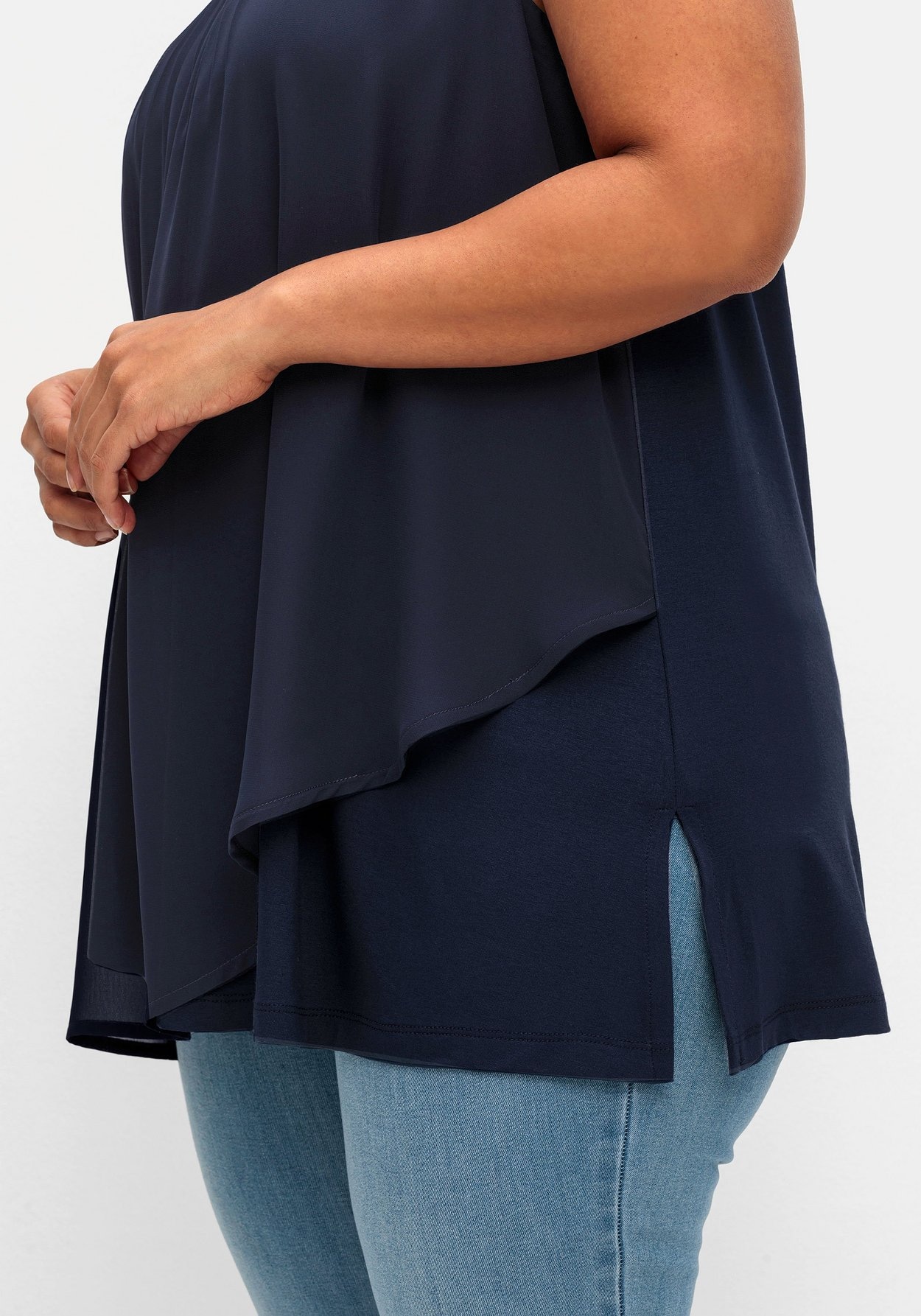 Sheego Longtop »Top mit Chiffon und blickdichtem Jersey«