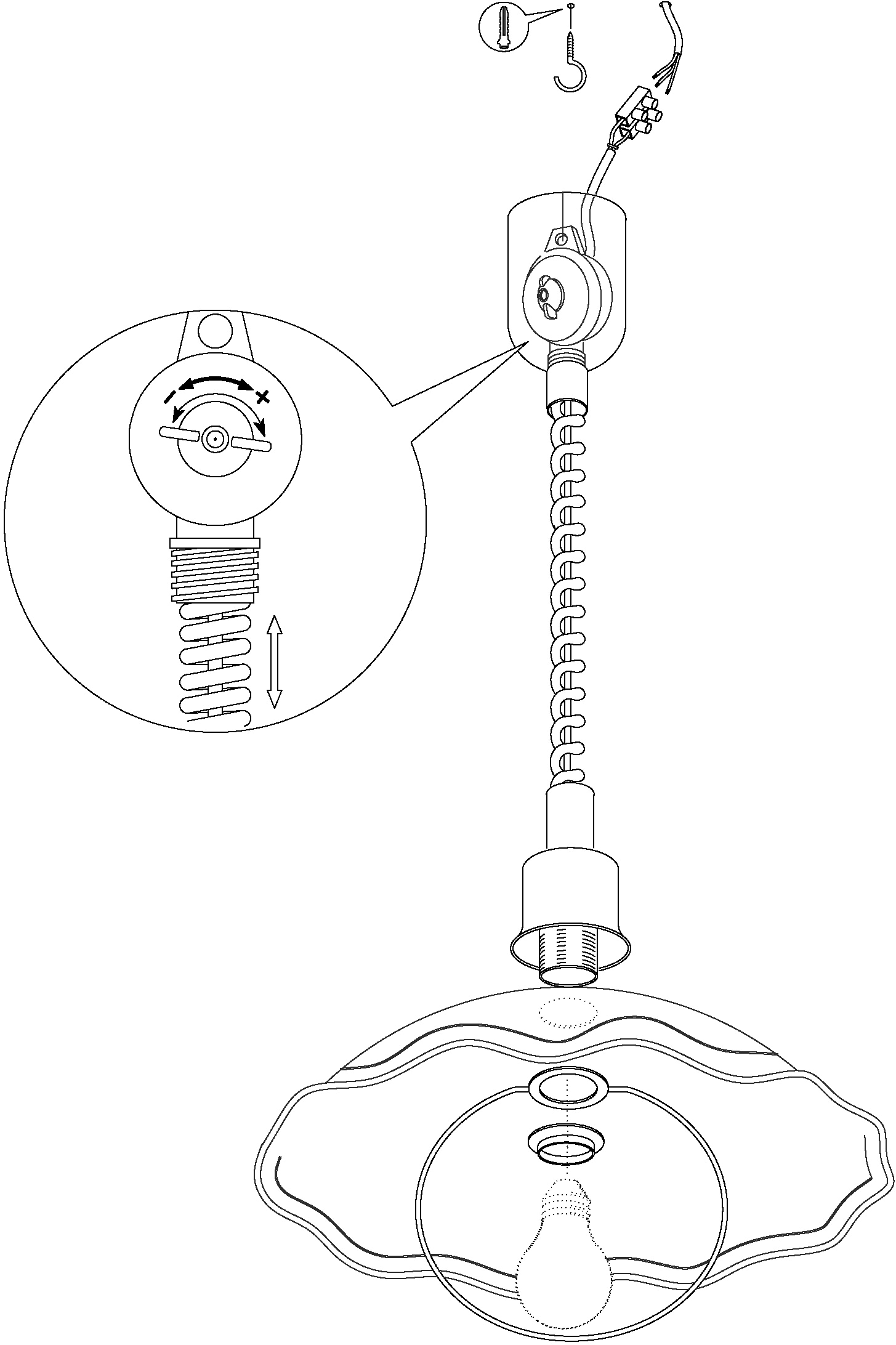 EGLO Pendelleuchte »VETRO«, 1 flammig-flammig, Hängelampe mit Spiralkabel, höhenverstellbar, Küchenlampe, E27