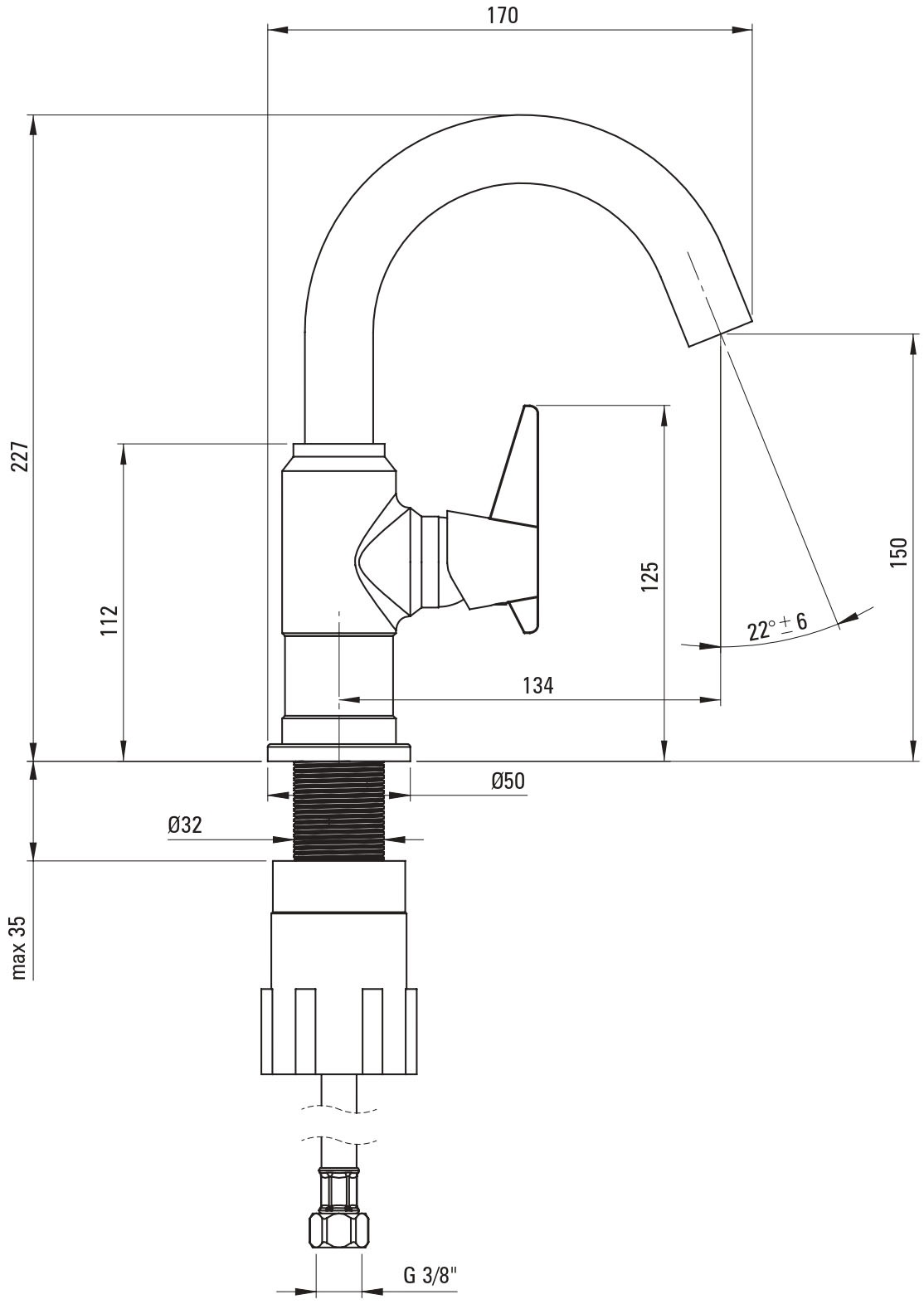 Deante Waschtischarmatur »»Temisto«, Waschbeckenarmatur in eleganter Ausführung Messing«