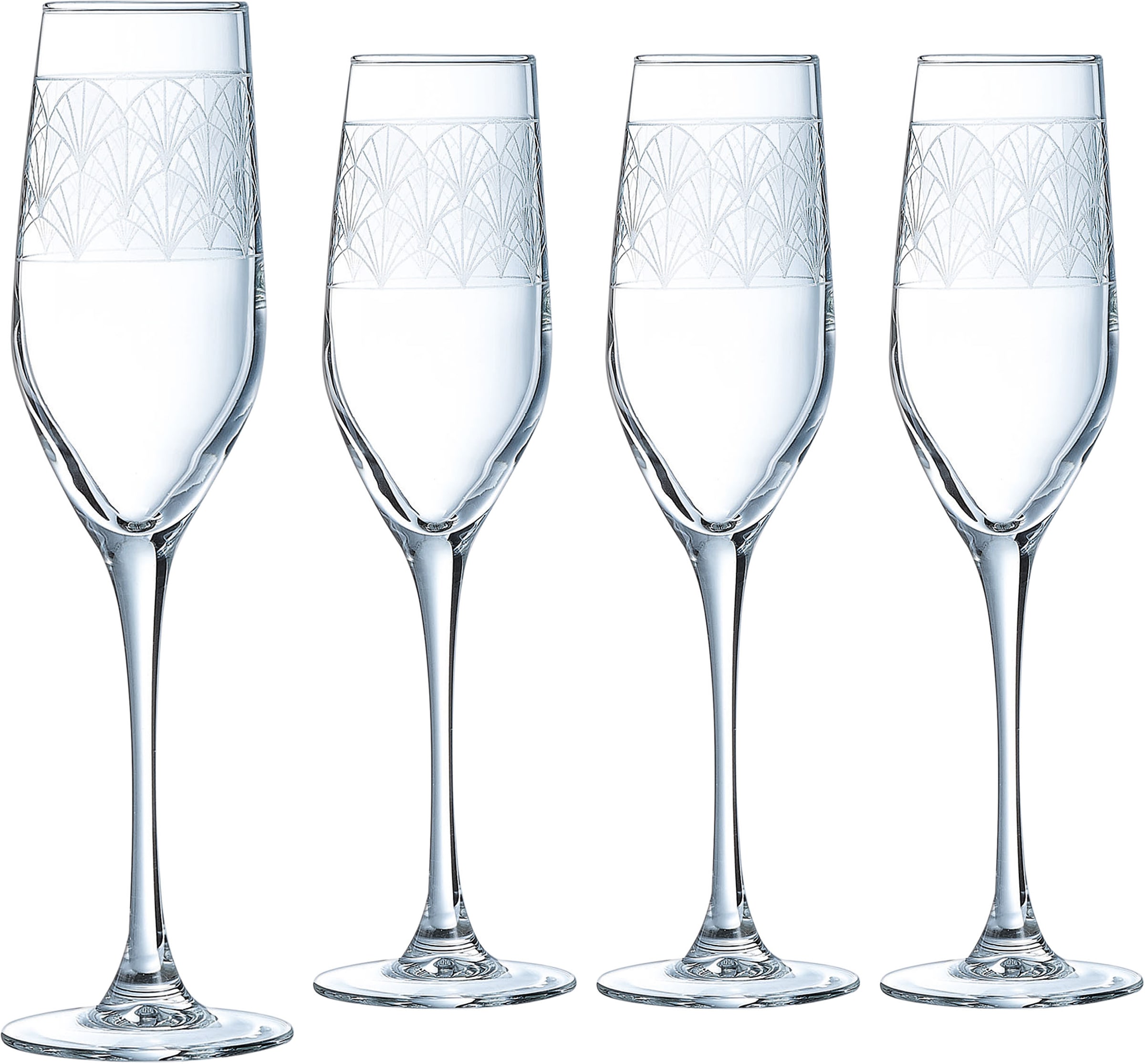 Luminarc Sektglas »Trinkglas Paradisio«, (Set, 4 tlg.), Gläser Set in Pantographie-Optik, 4-teilig, Made in Europe