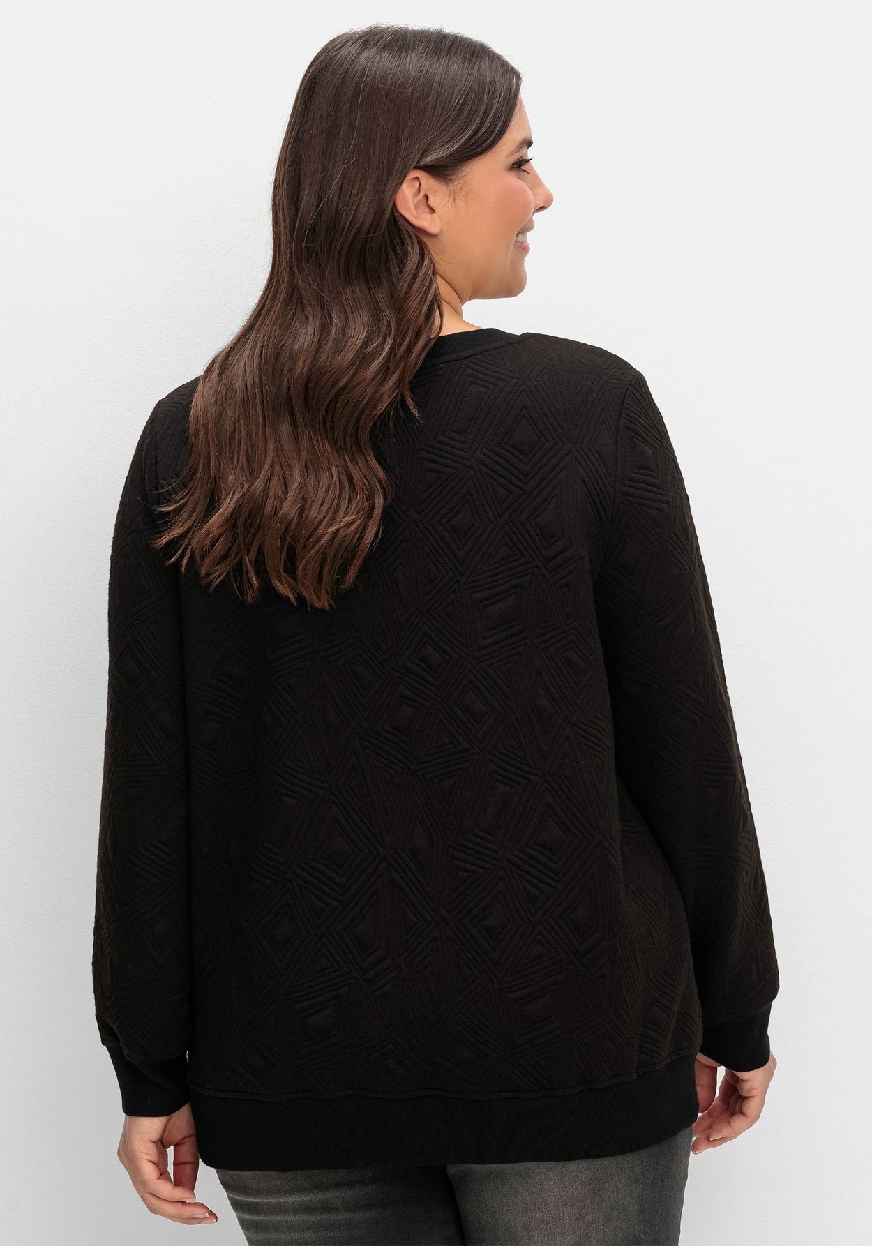 Sheego Sweatshirt »Sweatshirt mit Steppmuster und V-Ausschnitt«, mit Steppmuster und V-Ausschnitt