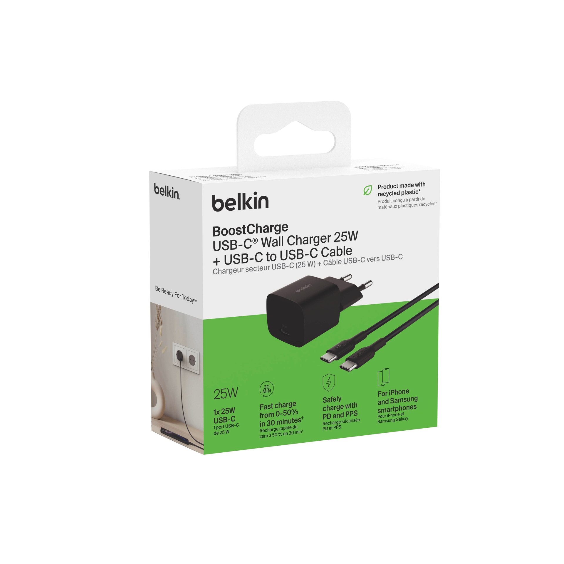 Belkin USB-Ladegerät »BoostCharge 25W USB-C Charger mit Power Delivery inkl. Kabel«