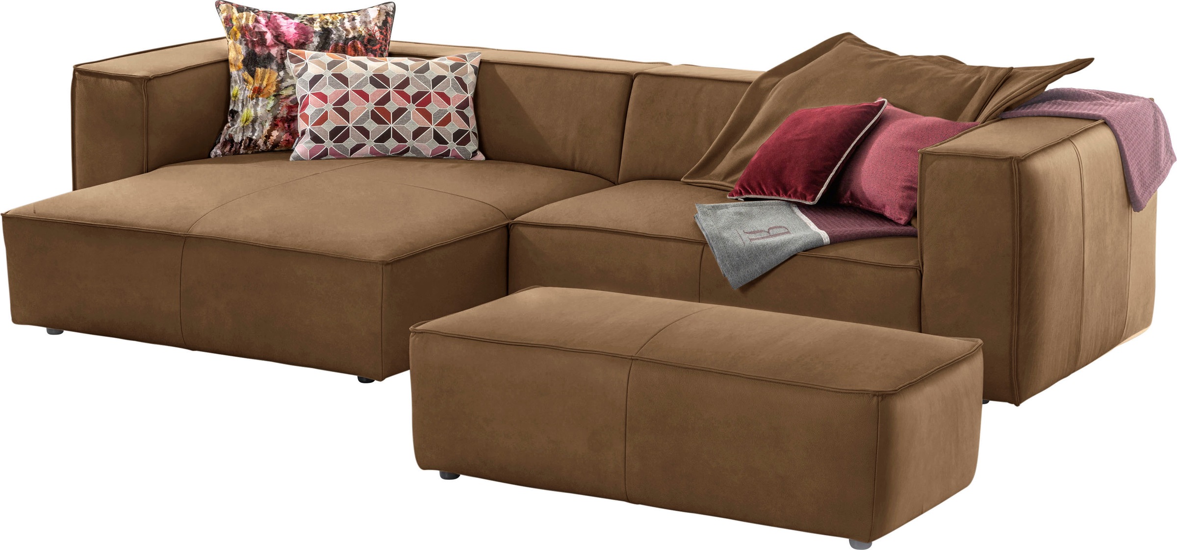 W.SCHILLIG Ecksofa »around-the-block, modern und elegant, bequem, L-Form«, mit eleganter Biese, mit Federkern