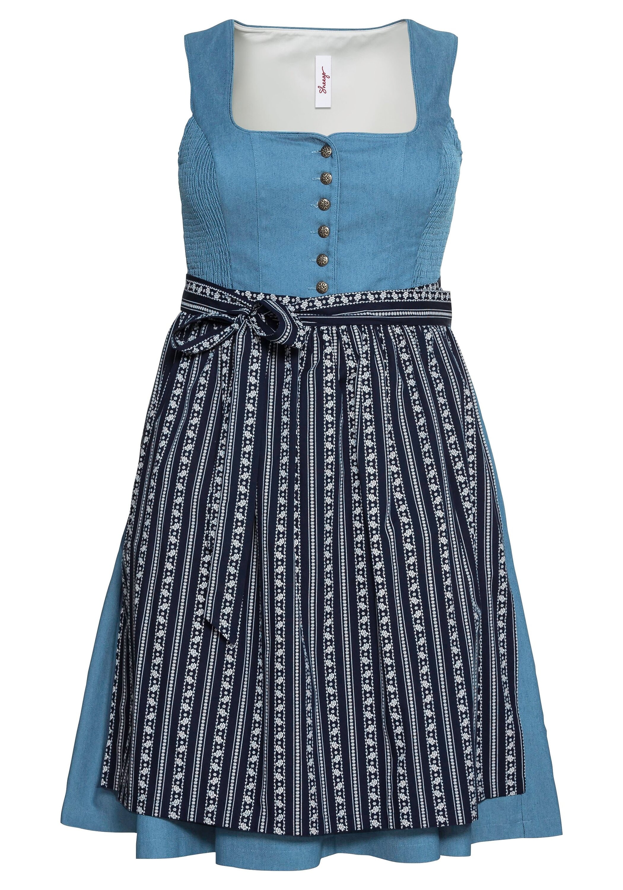 Sheego Dirndl »Dirndl mit Schürze in Denim-Optik mit Schürze 2-tlg.«, in Denim-Optik mit Schürze 2-tlg.