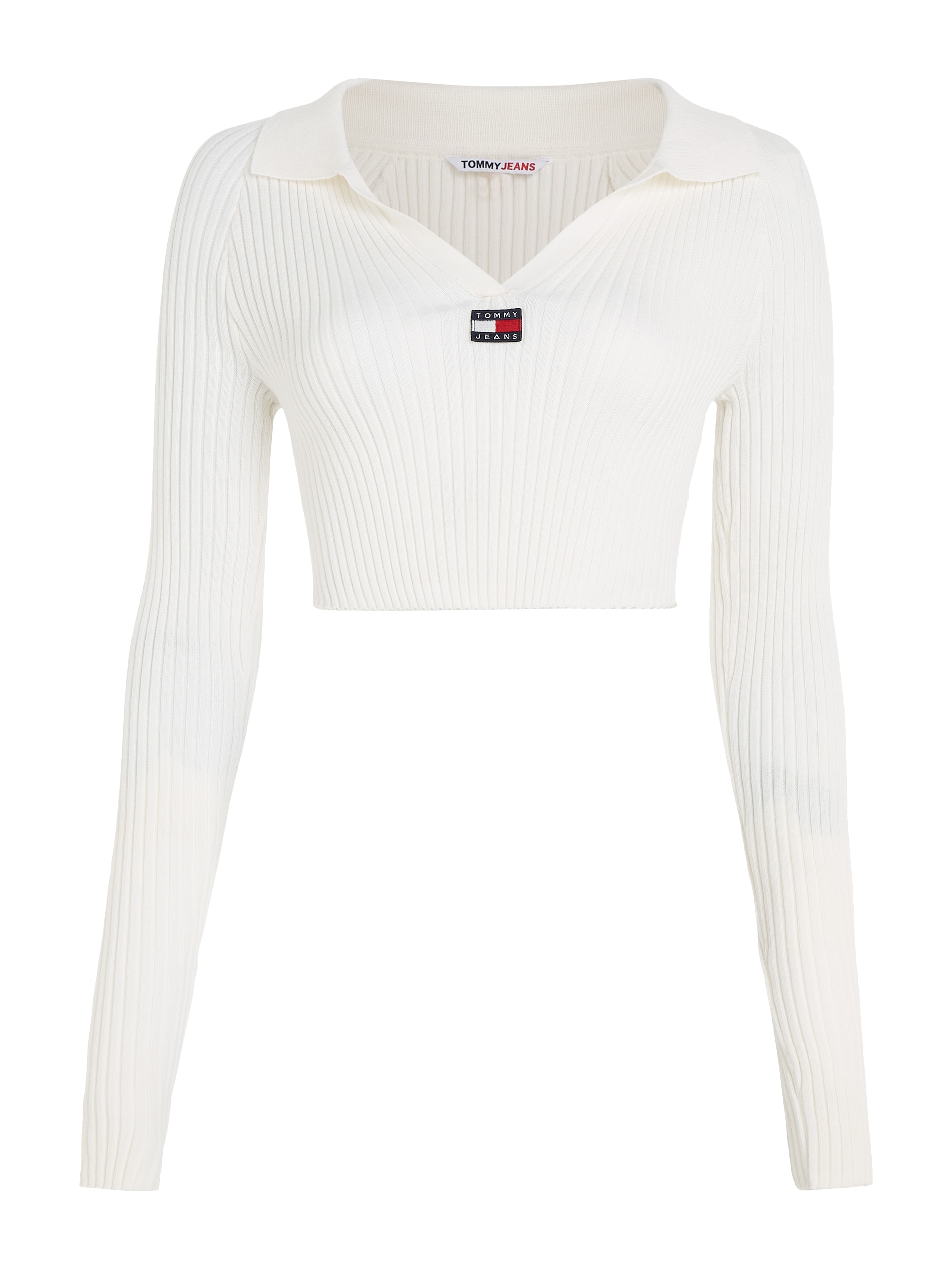 Tommy Jeans Strickpullover »TJW XS BADGE RIB COLLAR SWEATER«, mit V-Ausschnitt