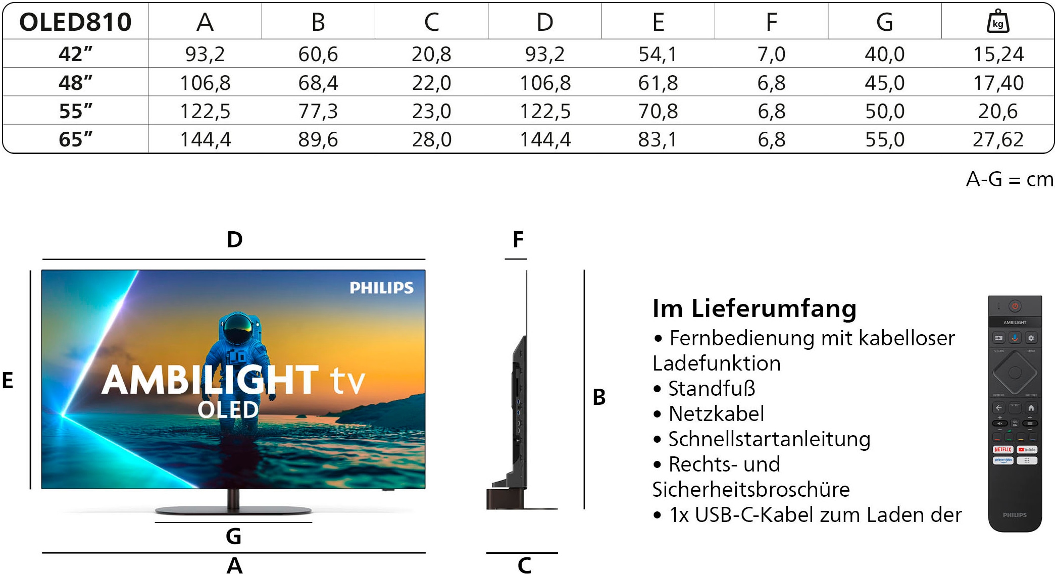 Philips OLED-Fernseher »42OLED810/12« 106 cm/42 ″ Smart-TV