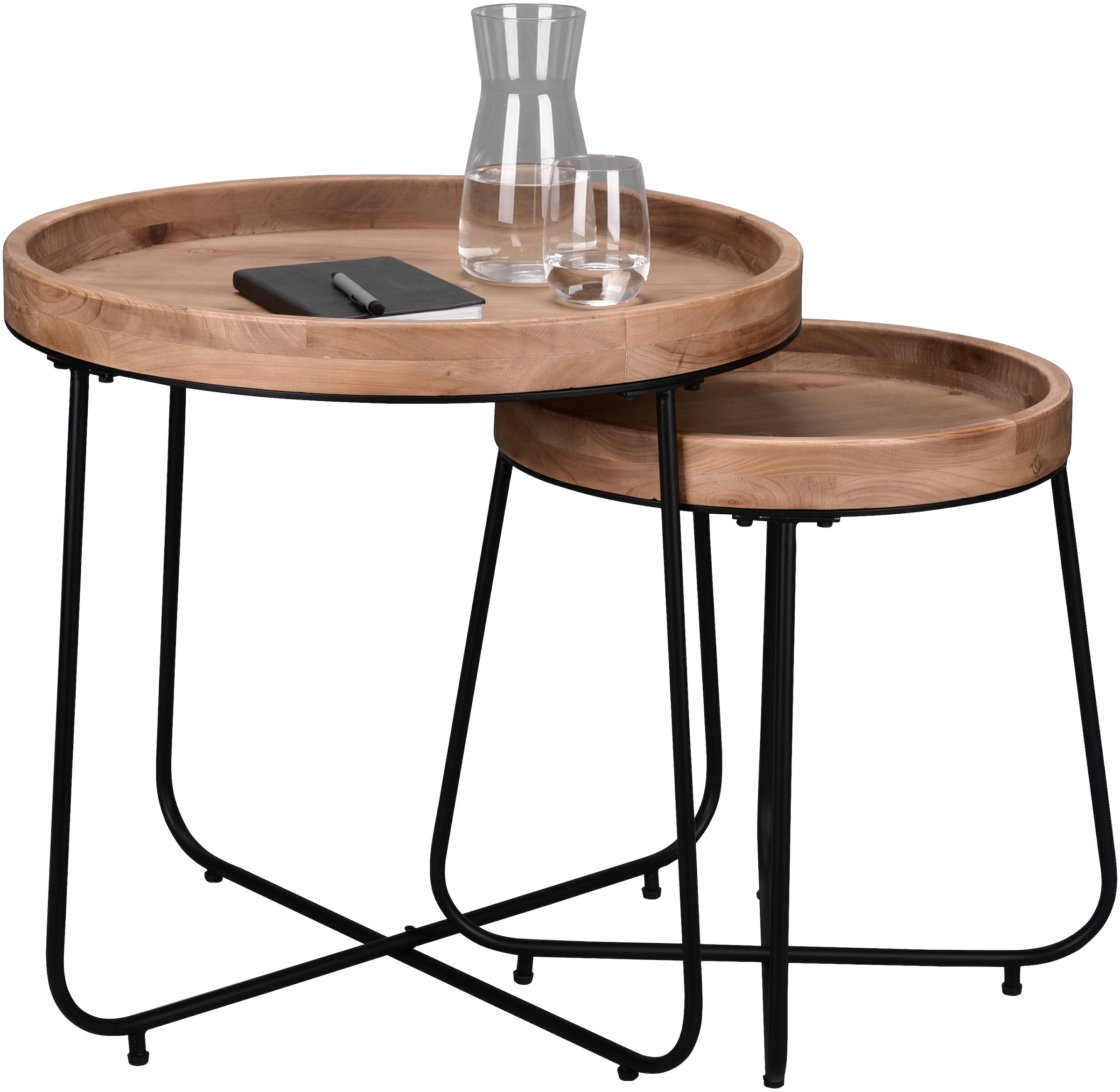 MIRRORS AND MORE Beistelltisch "Jette" 1 Stk. tlg. hochwertige Echtholzplatte