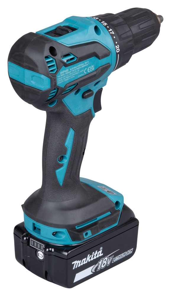 Makita Akku-Schlagbohrschrauber »DHP490RFX3, 18V, Inkl. 2x 3Ah Akku und Ladegerät« max. 65 Nm, 0-1.900 min- ¹,  kraftvoller, bürstenloser, einsetzbar zum Schrauben und Bohren