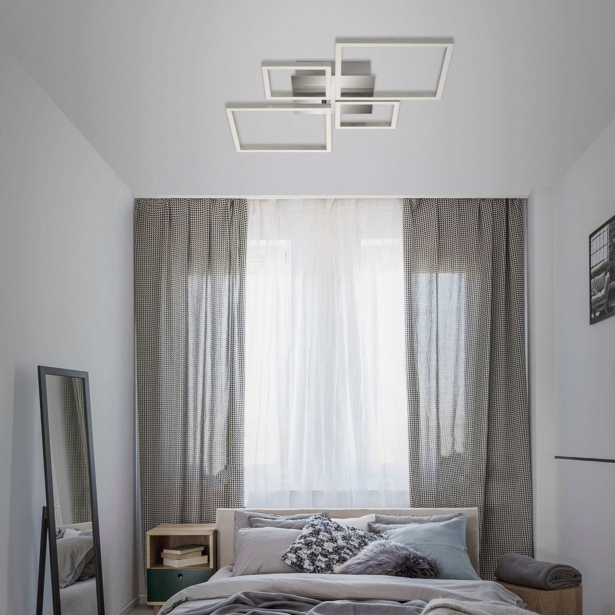 Briloner Leuchten LED Deckenleuchte »3128018 FRAME«, Leuchtmittel LED-Board | LED fest integriert, Deckenlampe, 75x47x7,3cm, Chrom-Alu, 44W, Wohnzimmer, Schlafzimmer