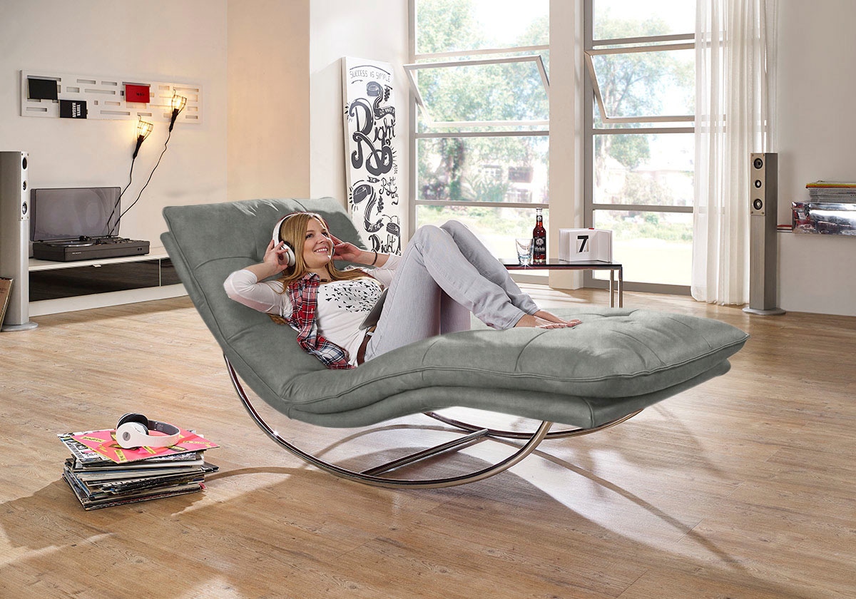 W.SCHILLIG Relaxliege »daily dreams« in Waffelkissen-Optik, Schaukelgestell Chrom glänzend, in 2 Breiten