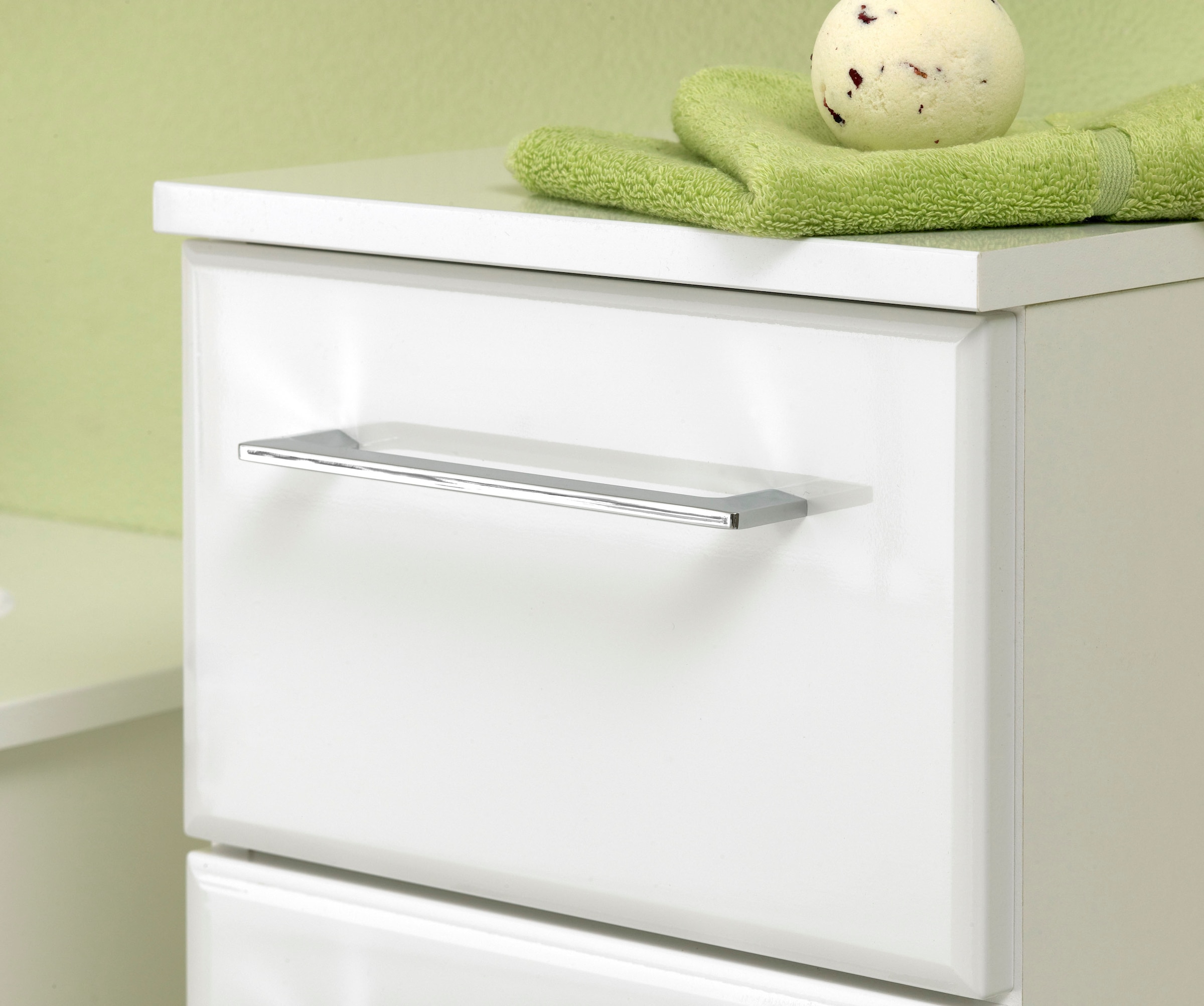 Saphir Unterschrank »Quickset 376 Badschrank, 1 Tür, 1 Schublade, Weiß Hochglanz« Badezimmermöbel 30 cm breit, inkl. Türdämpfer, Griffe Chrom Glanz