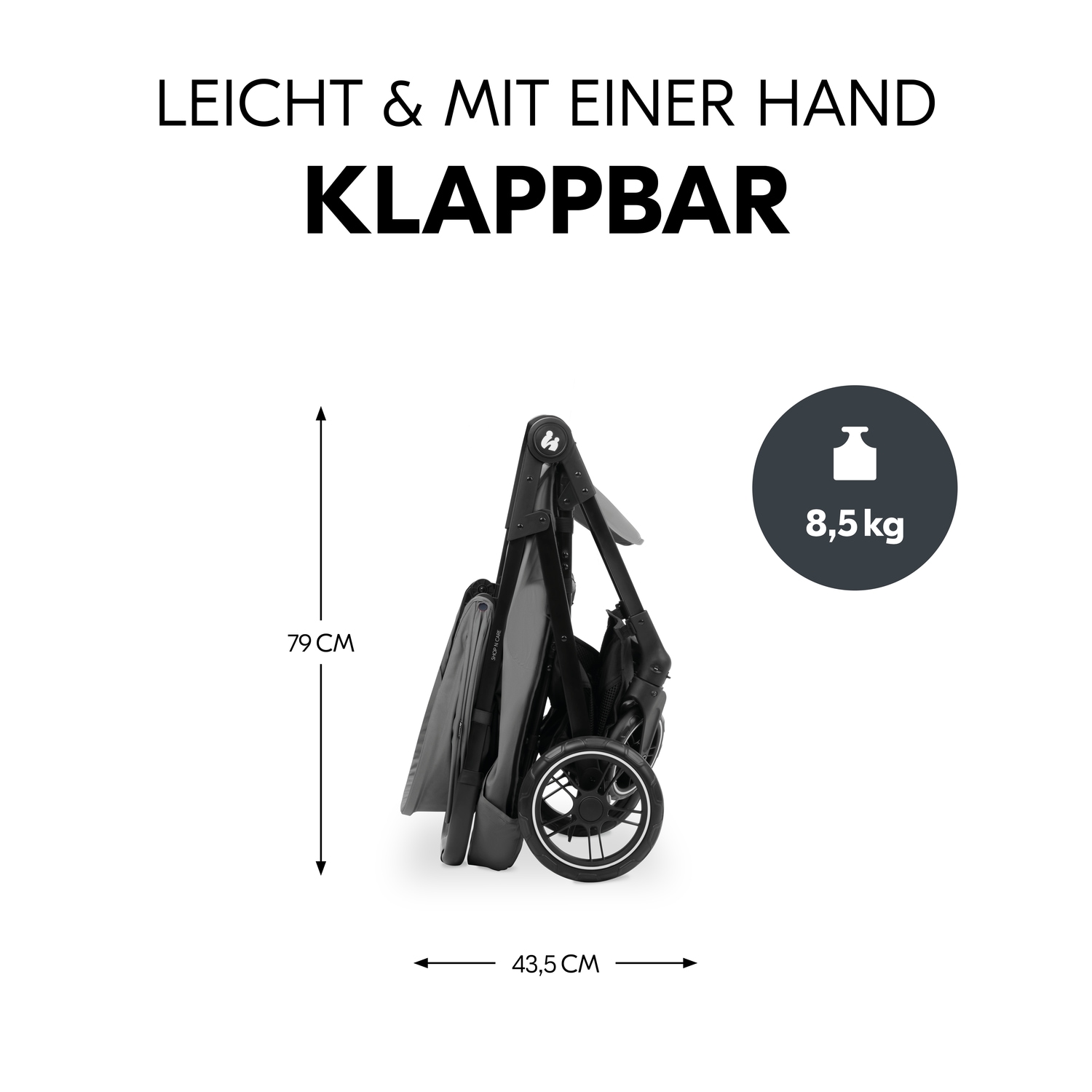 Hauck Kinder-Buggy »Shop N Care, Grey«, 22 kg, bis 22 kg belastbar; kompatibel mit Babyschale