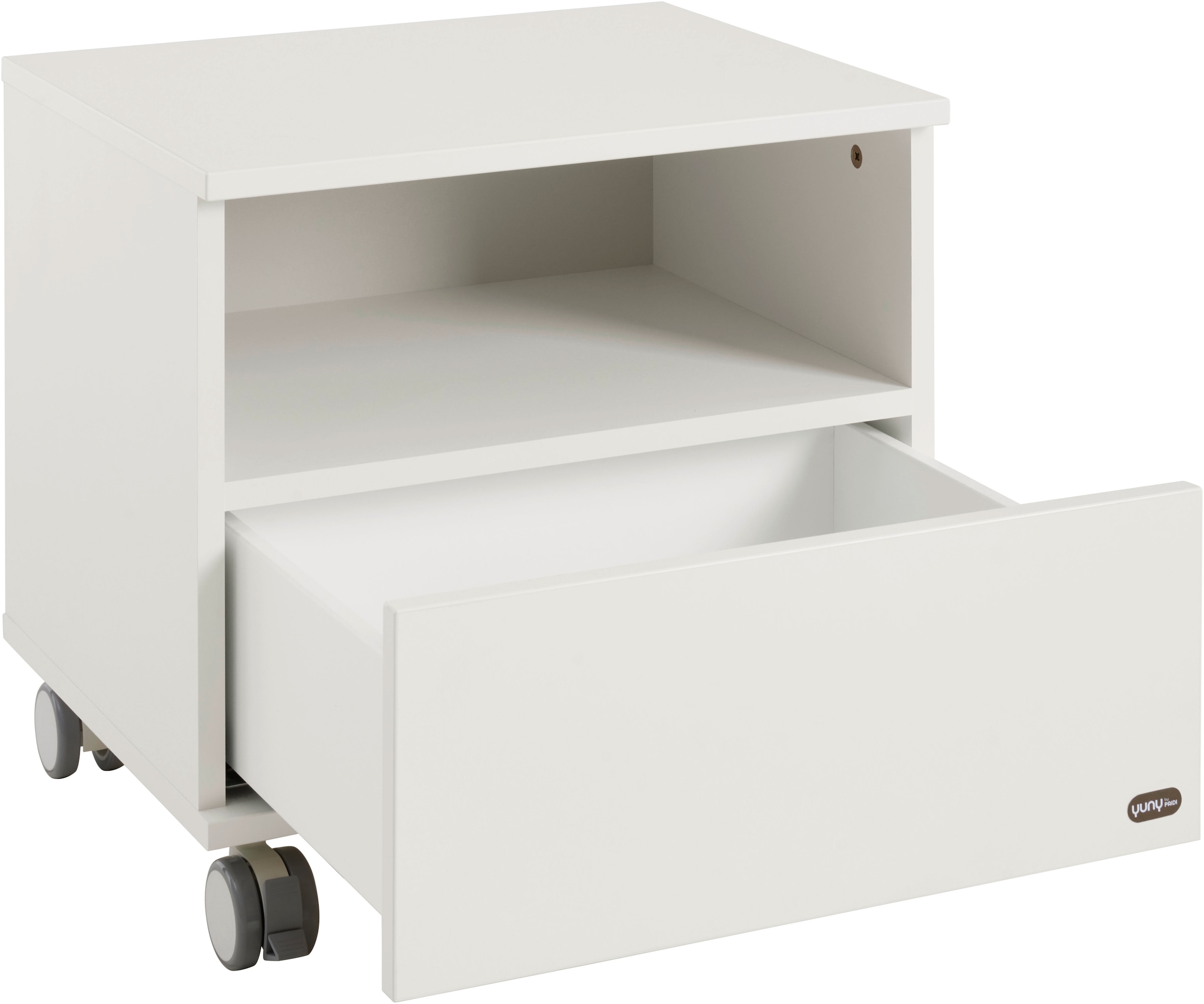 YUNY by PAIDI Nachtkommode »LOVELY ALIV mit Ablagefach und Schublade« B/H/T ca. 48x45x40cm, Off-White,  feststellbarer Rollcontainer, Soft-Close