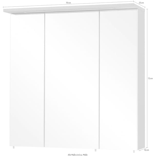 Schildmeyer Spiegelschrank »Profil«, Breite 70 cm, 3-türig,  LED-Beleuchtung, Schalter-/Steckdosenbox online kaufen | mit 3 Jahren XXL  Garantie