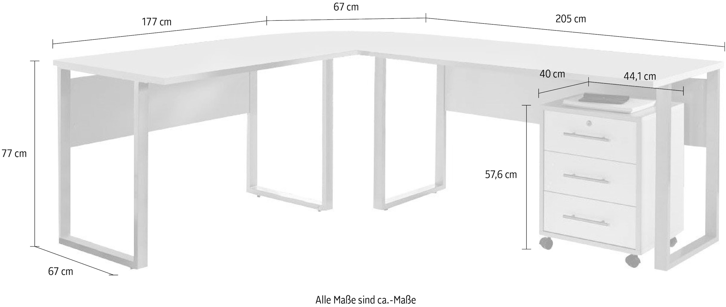 BMG Möbel Büromöbel-Set »Tabor«, (Set, 2 tlg.)