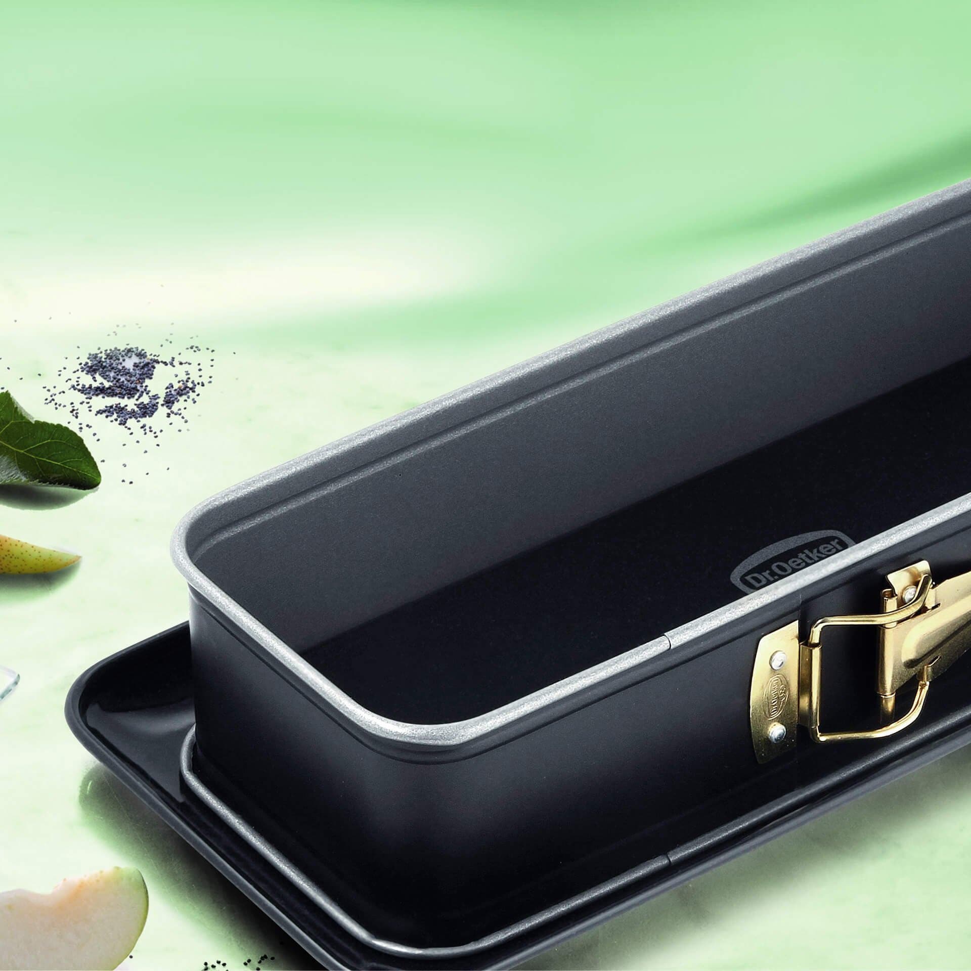 Dr. Oetker Kastenform »Back-Idee, rechteckige Springform mit Emaille-Servierboden, 30 cm«