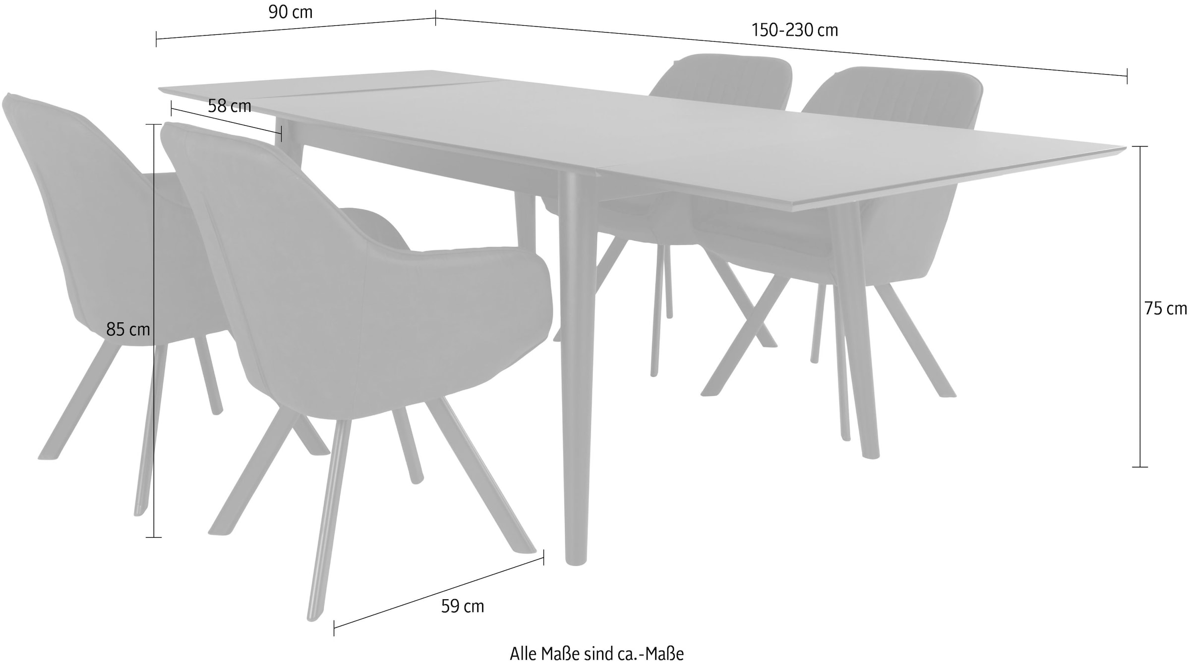 Homexperts Essgruppe »Odense«, ausziehbarem (Set, 5 tlg.), bequem Tisch mit kaufen