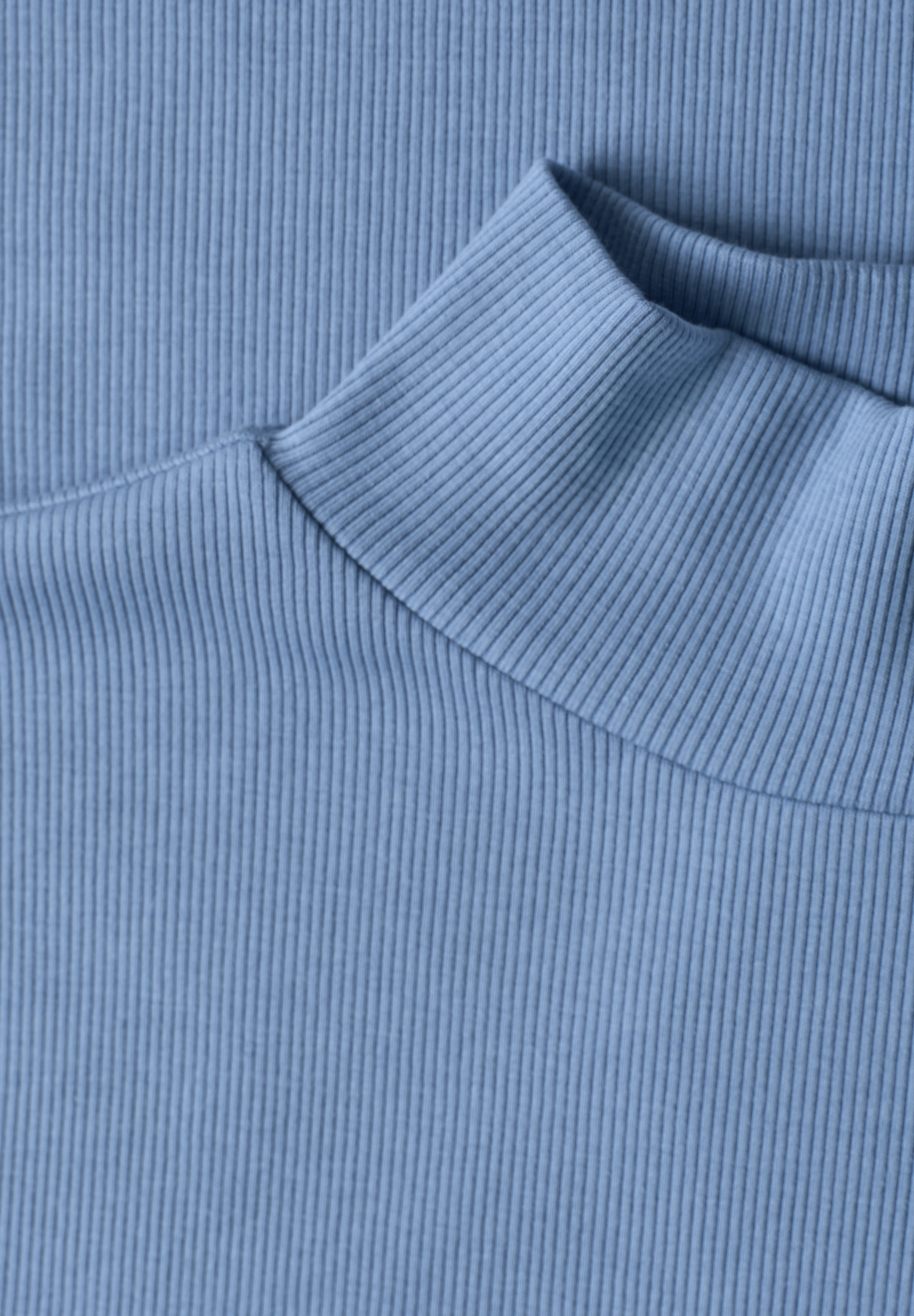 STREET ONE Kurzarmshirt Sommershirt mit Turtelneck / Ripp-Strick