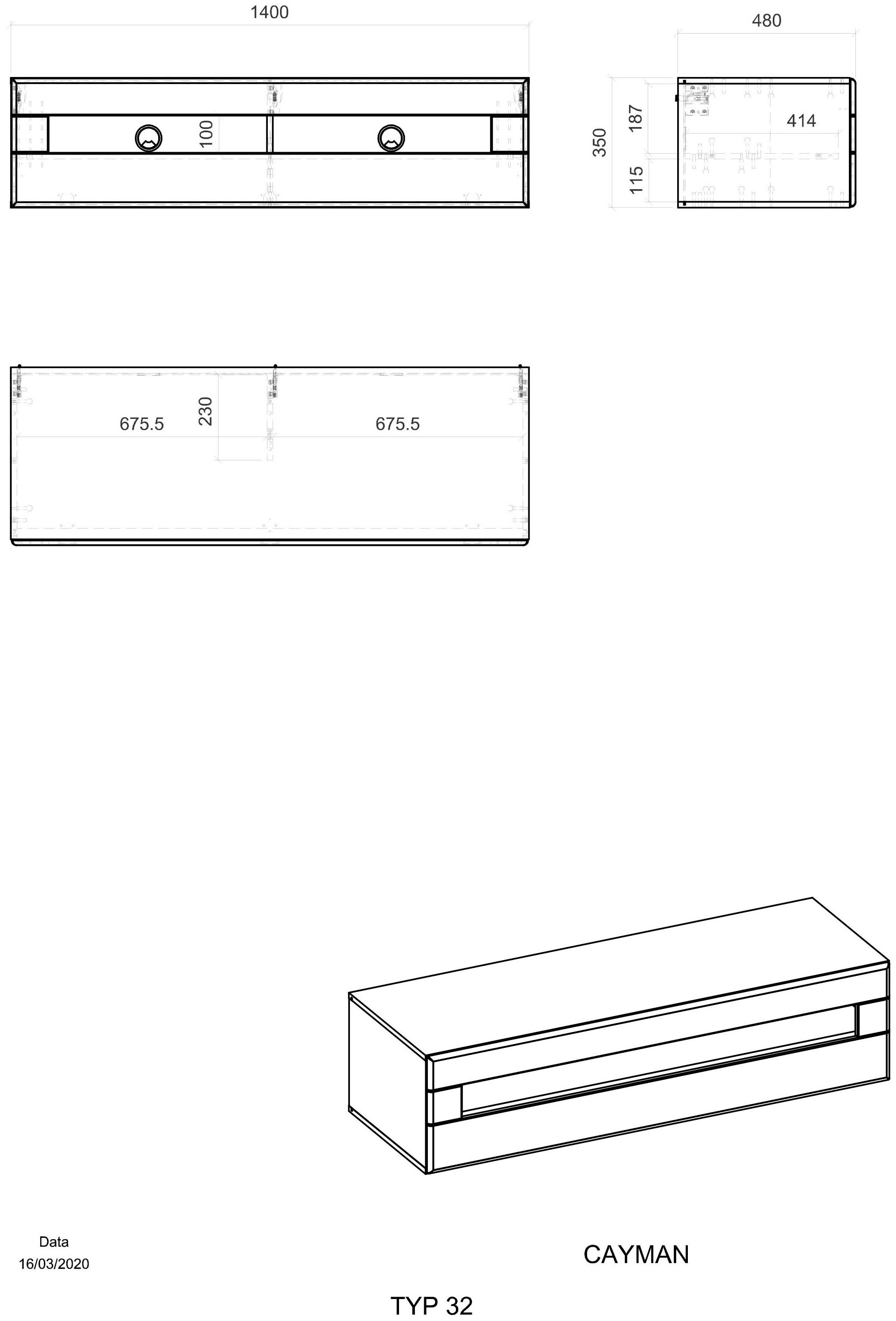 Places of Style Lowboard »Cayman«, Breite ca. 140 cm