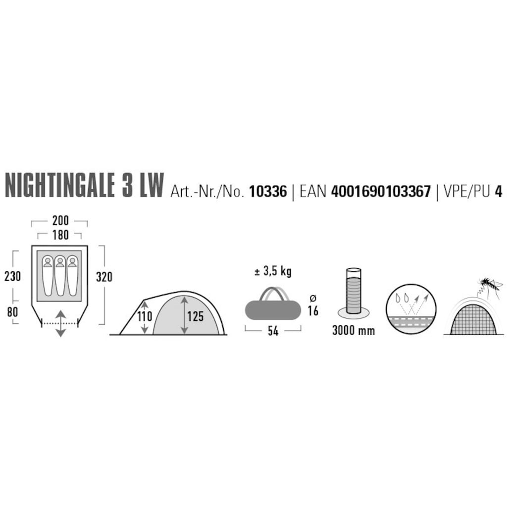 High Peak Kuppelzelt »Nightingale 3LW«, 3 Personen, Aluminiumgestänge