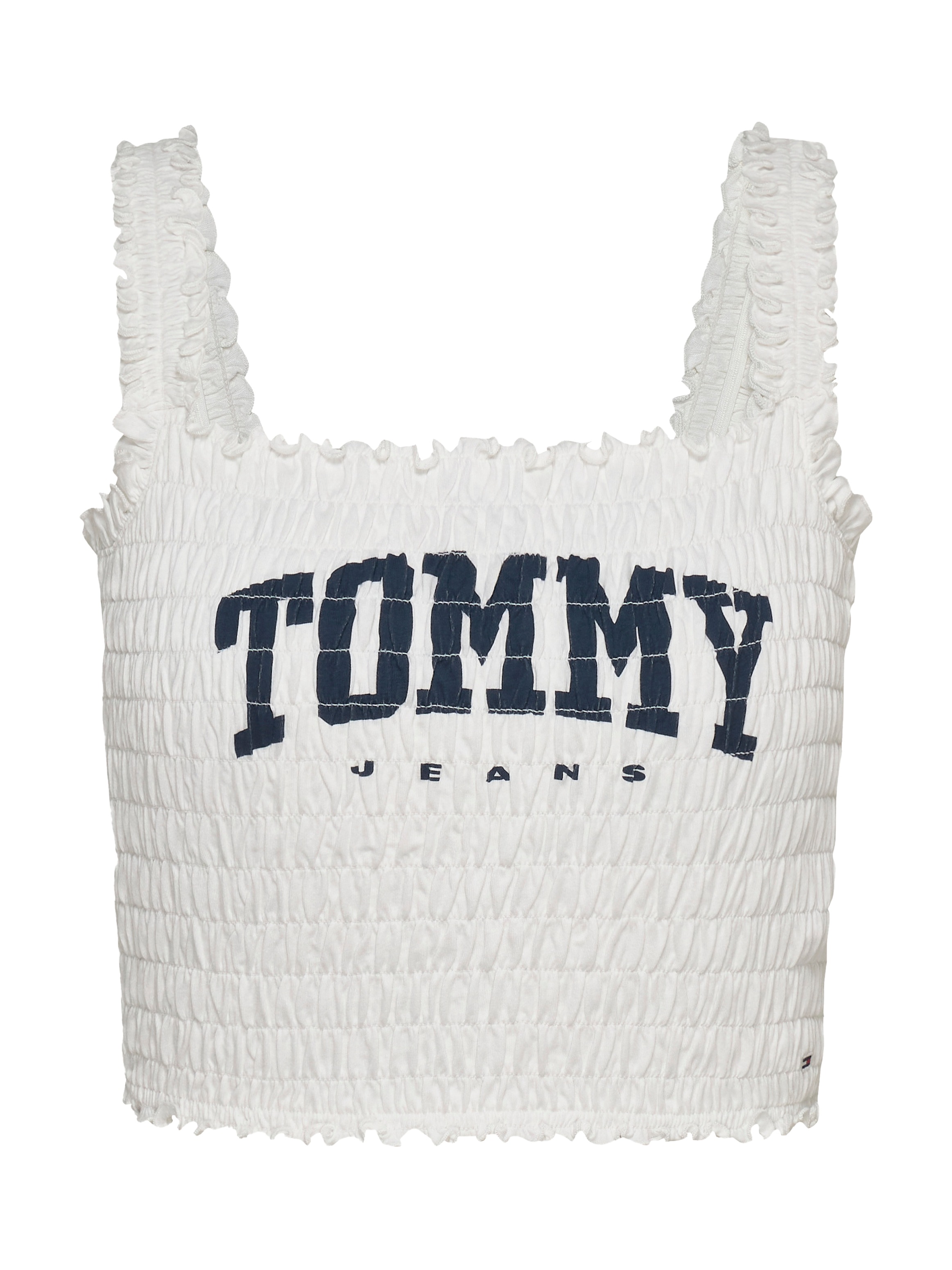 Tommy Jeans Smoktop »TJW SMOCK VARSITY BRALETTE«, in Smok-Optik