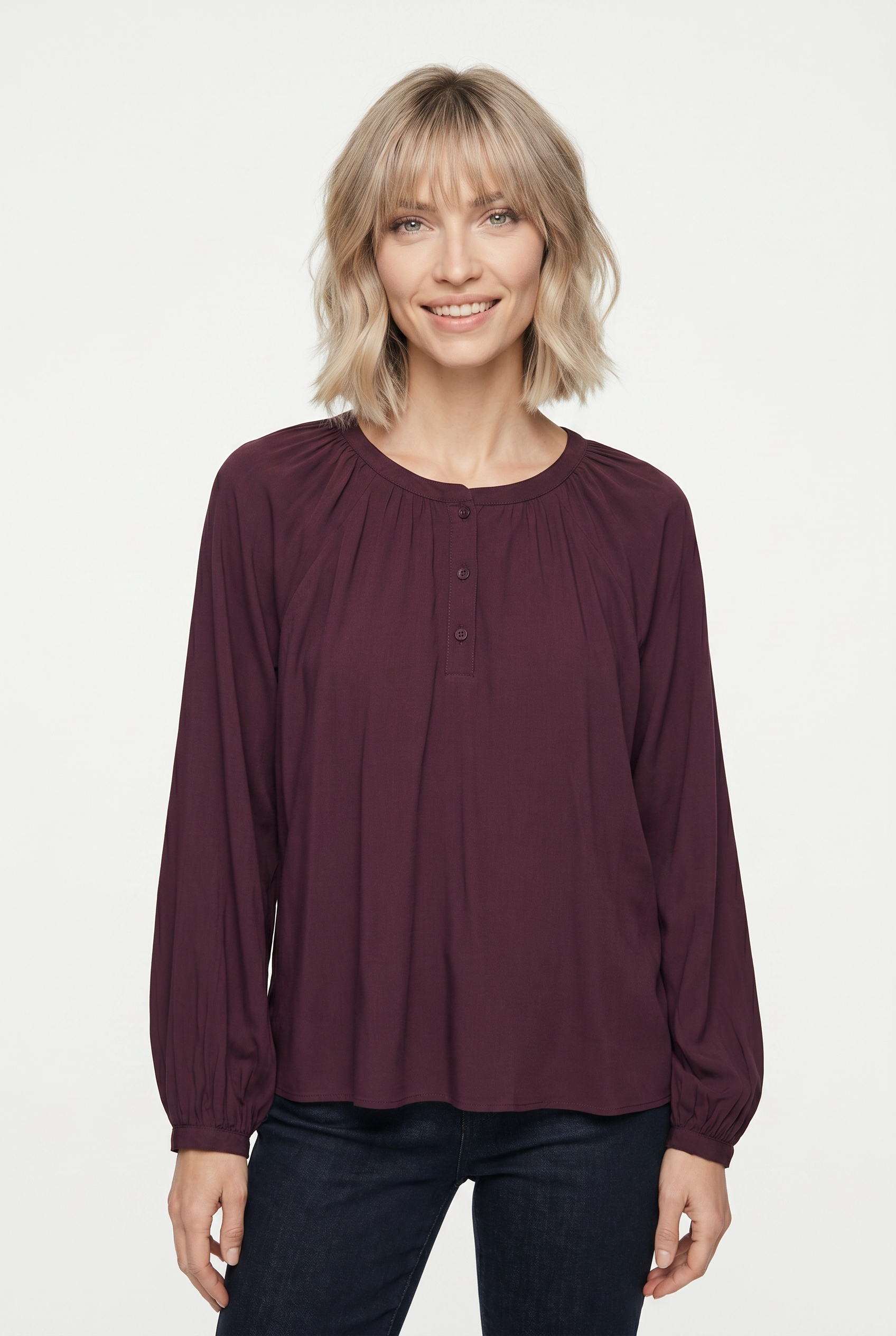 Vero Moda Langarmbluse »VMBELLA LS PLACKET TOP WVN GA NOOS«