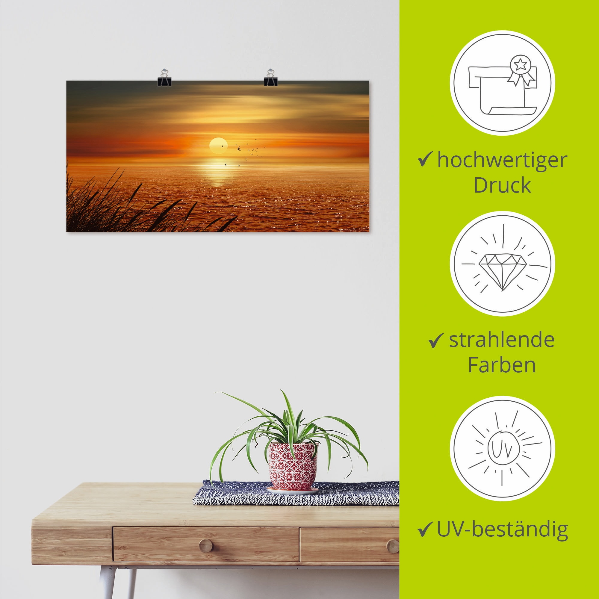 Artland Wandbild »Sonnenuntergang über dem Meer« Sonnenaufgang & -untergang 1 Stk. tlg. als Leinwandbild, Poster in verschied. Größen