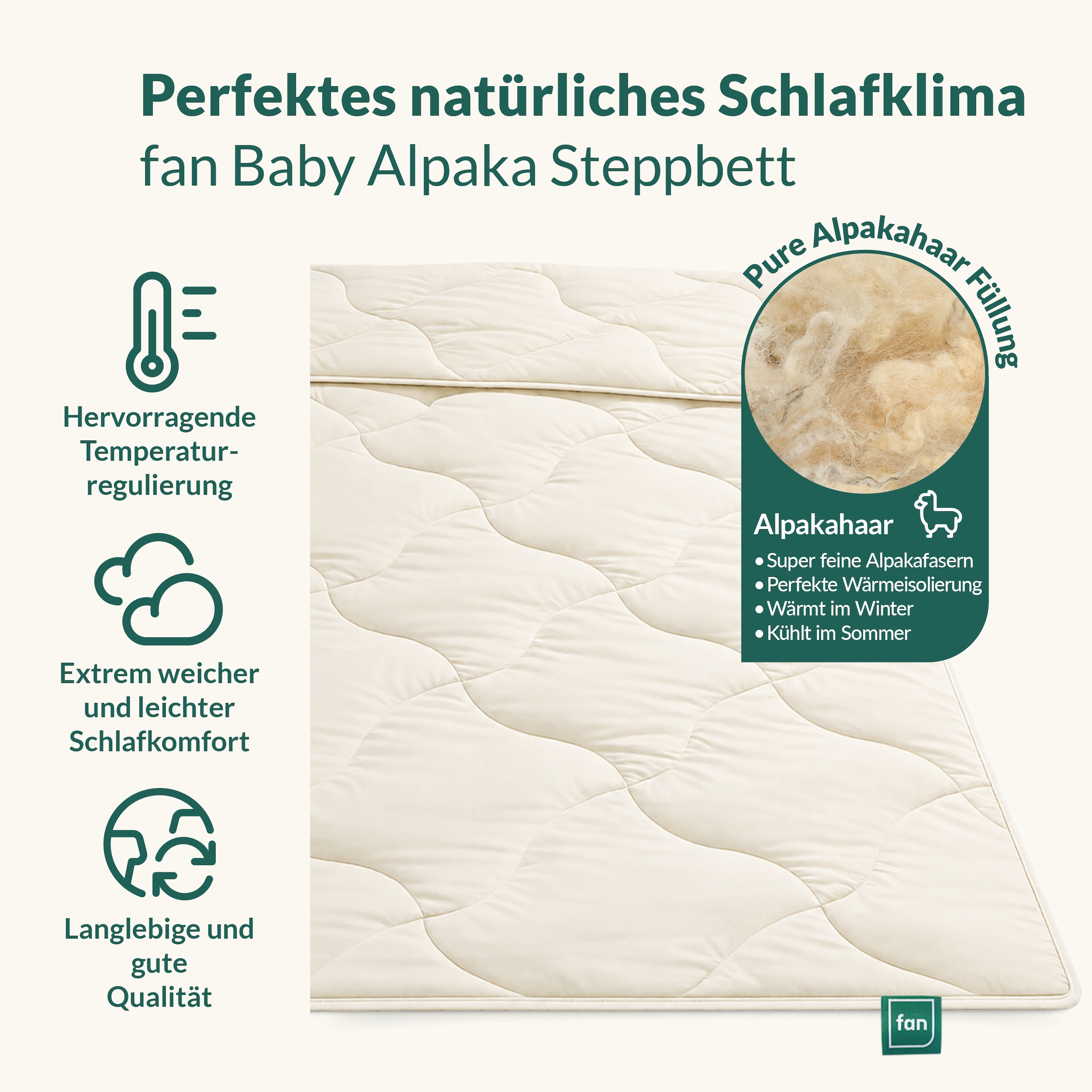 fan Naturhaarbettdecke »Baby Alpaka, Bettdecke in 135x200 und weiteren Größen erhältlich« normal Füllung 97% Alpaka & 3% sonstige Faser 1 Stk. tlg. Bettdecke aus Naturhaar hergestellt in Deutschland