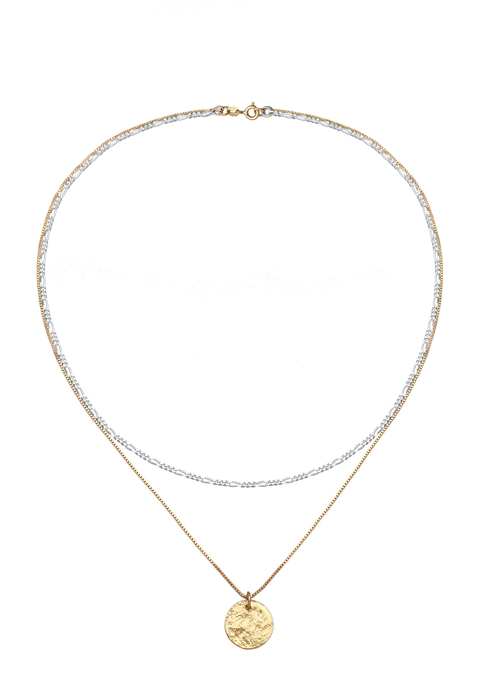 Elli Silberkette »Halskette Layer Plättchen Anhänger 925 Sterling Silber vergoldet«