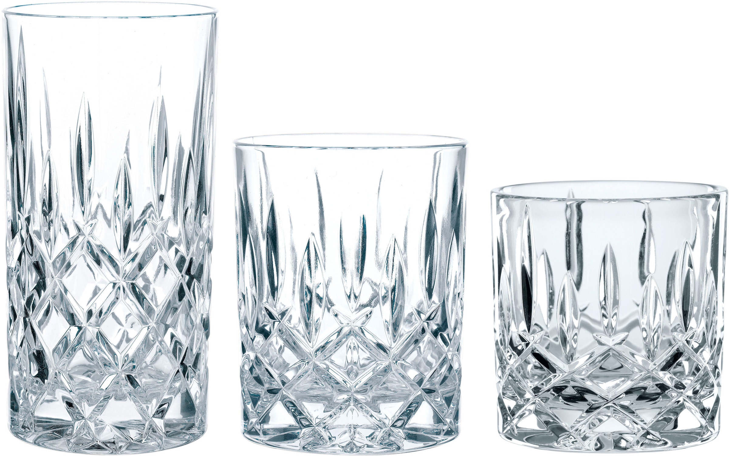 Nachtmann Gläser-Set »Noblesse«, in 18-teilig Softdrink/Wasser-Gläser), Whisky-Gläser, und Longdrinkgläser mit (Set, Made 3 XXL Germany, tlg., je Garantie 6 Jahren 18