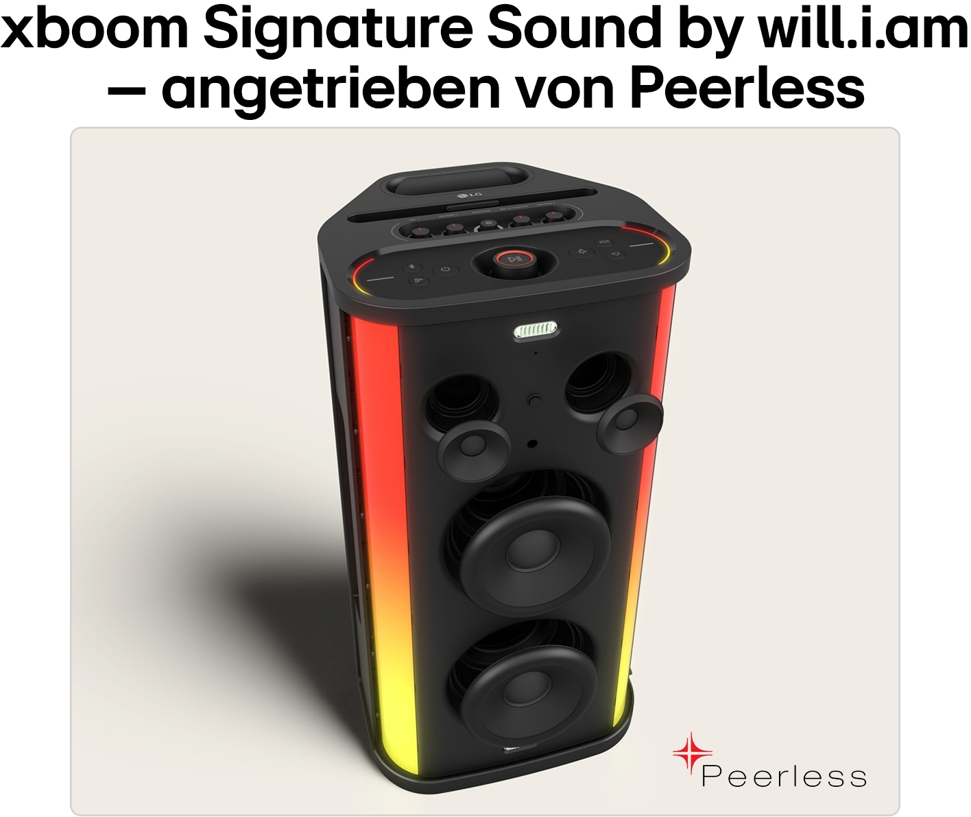 LG Bluetooth-Lautsprecher »xboom Stage 501« 2.2 (Bluetooth Bassregelung | Beleuchtungseffekte | Lautstärkeregelung | Pairing | Wireless Party Connect 220 W)