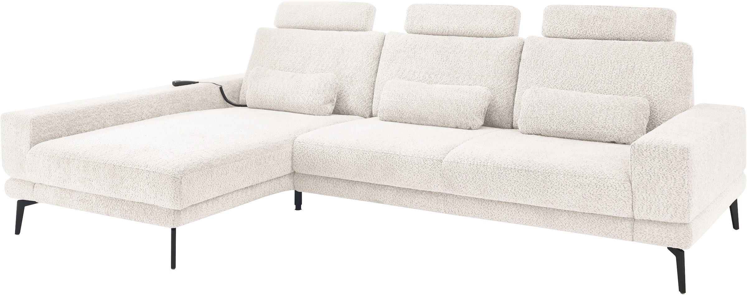 set one by Musterring Ecksofa »SO 3600, inkl motor. Sitztiefenverstellung, Kopfstützen, Nierenkissen«, Sitzhöhe 42 cm, Federkern, Breite 293 x Tiefe 180 cm, Kama natur