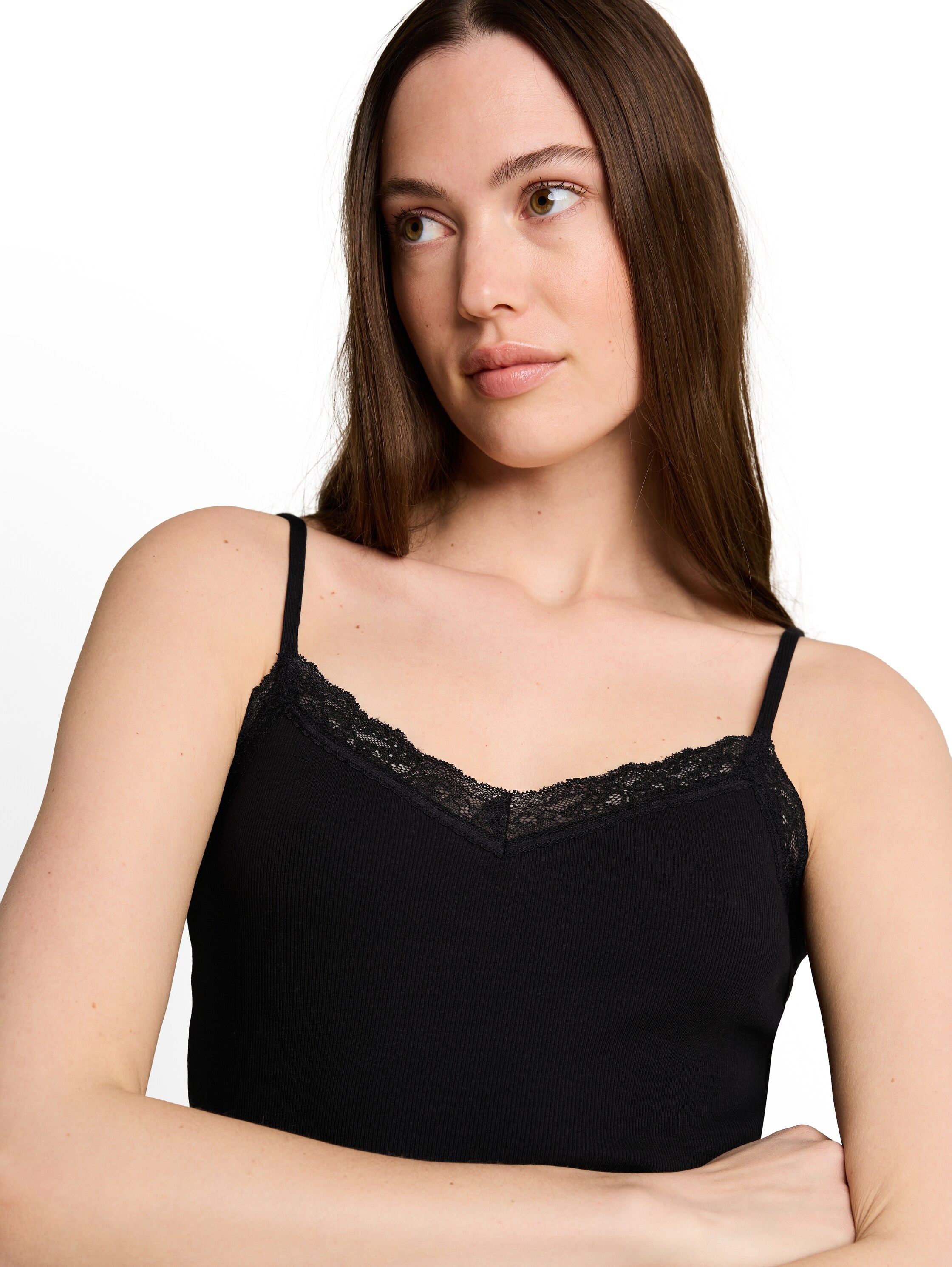 TOM TAILOR Denim Spaghettitop Sommertop mit Spitze