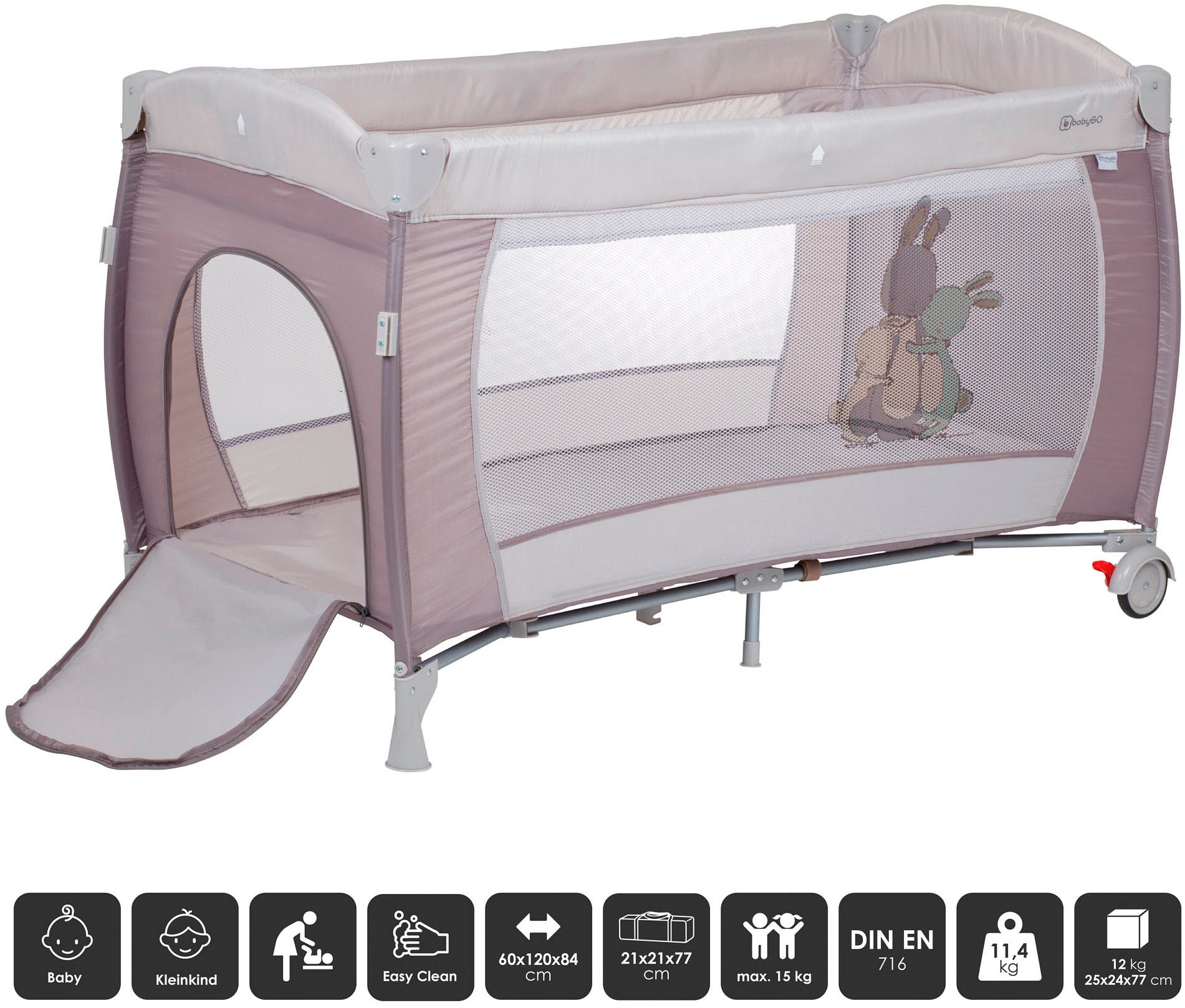 BabyGo Baby-Reisebett »Sleeper Deluxe, beige« mit Musik-Mobile
